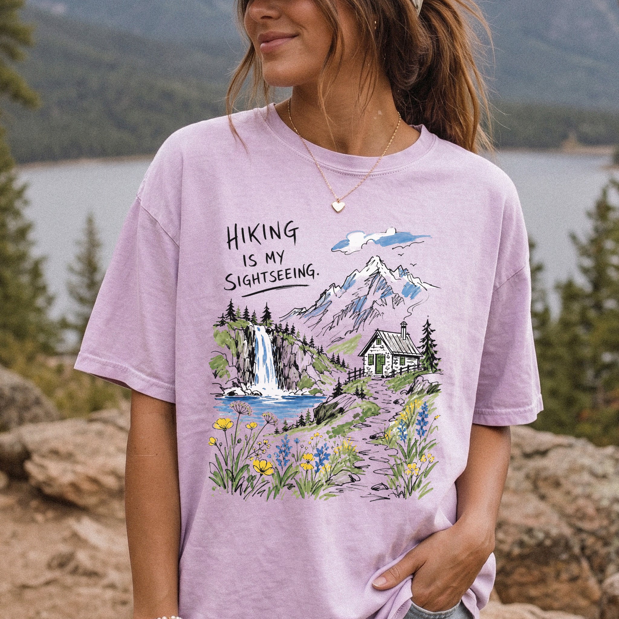 Hiking Is My Sightseeing Comfort Colors Shirt – Waterfall Nature Tee