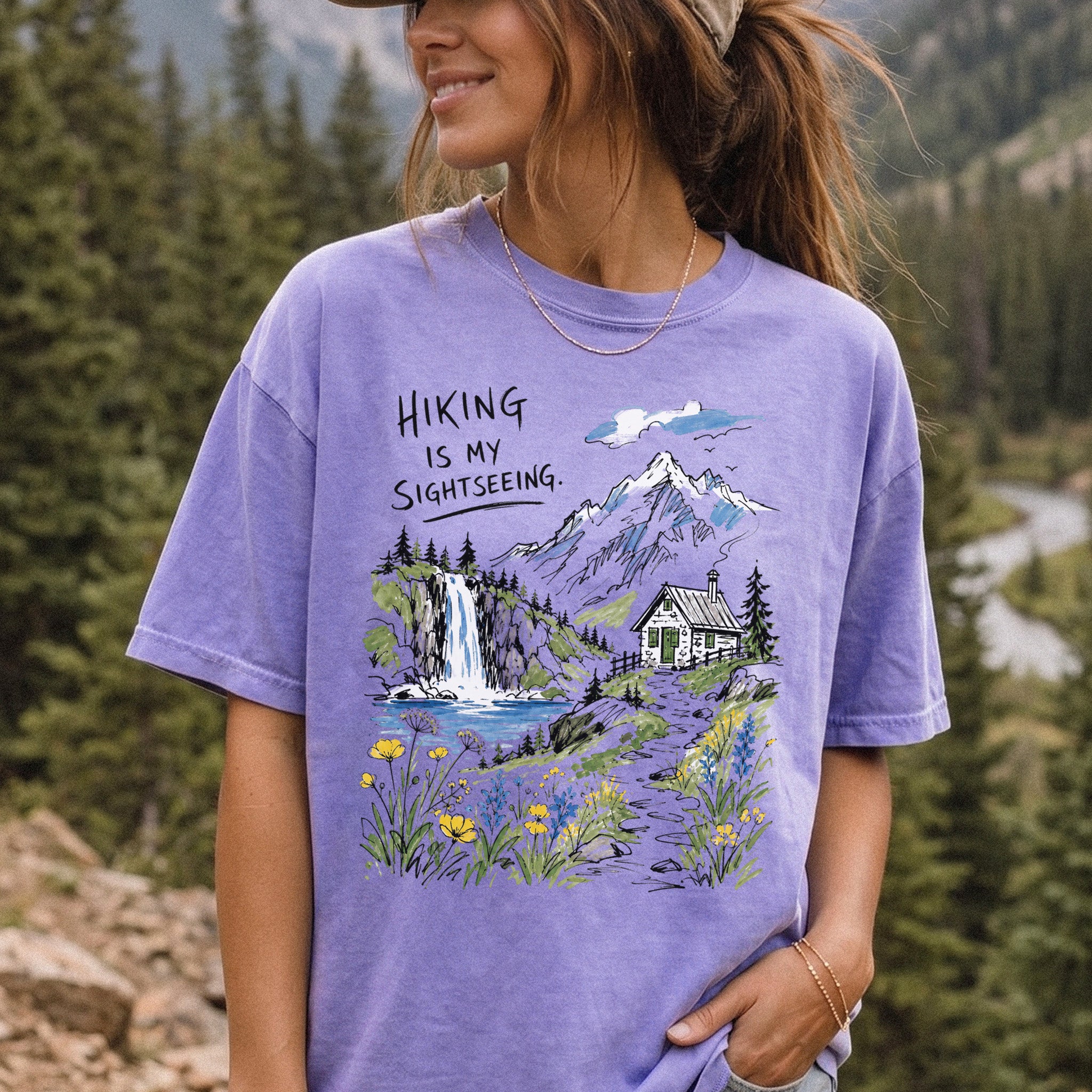 Hiking Is My Sightseeing Comfort Colors Shirt – Waterfall Nature Tee