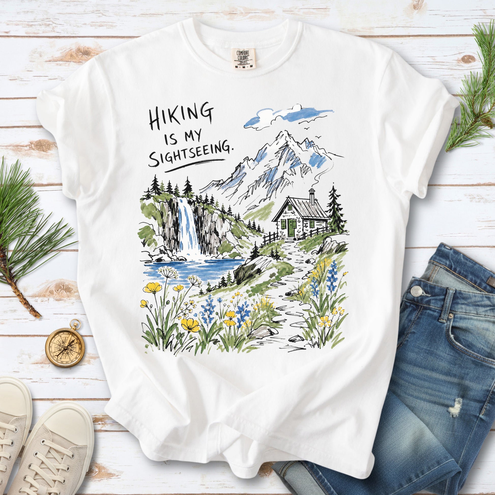 Hiking Is My Sightseeing Comfort Colors Shirt – Waterfall Nature Tee
