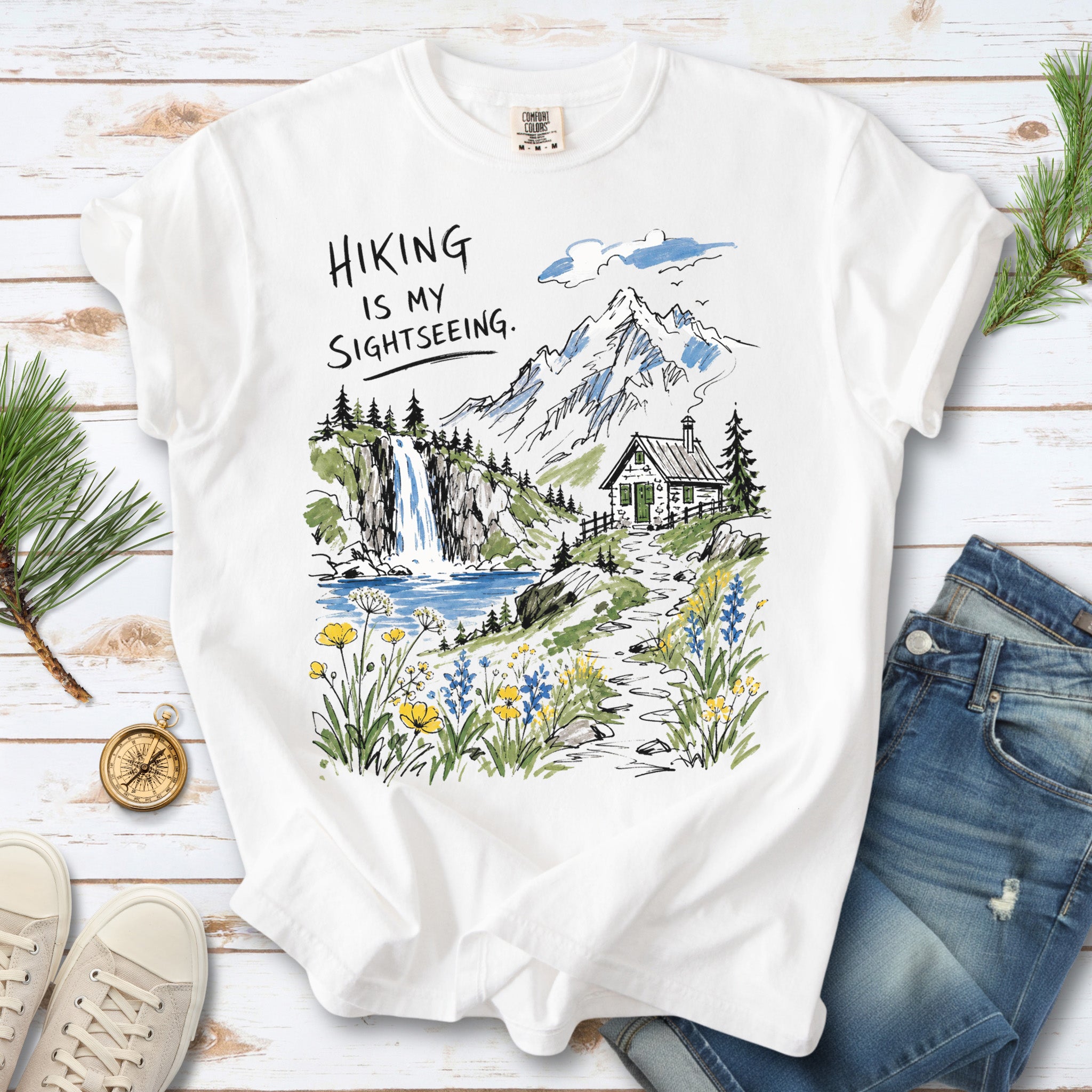 Hiking Is My Sightseeing Comfort Colors Shirt – Waterfall Nature Tee