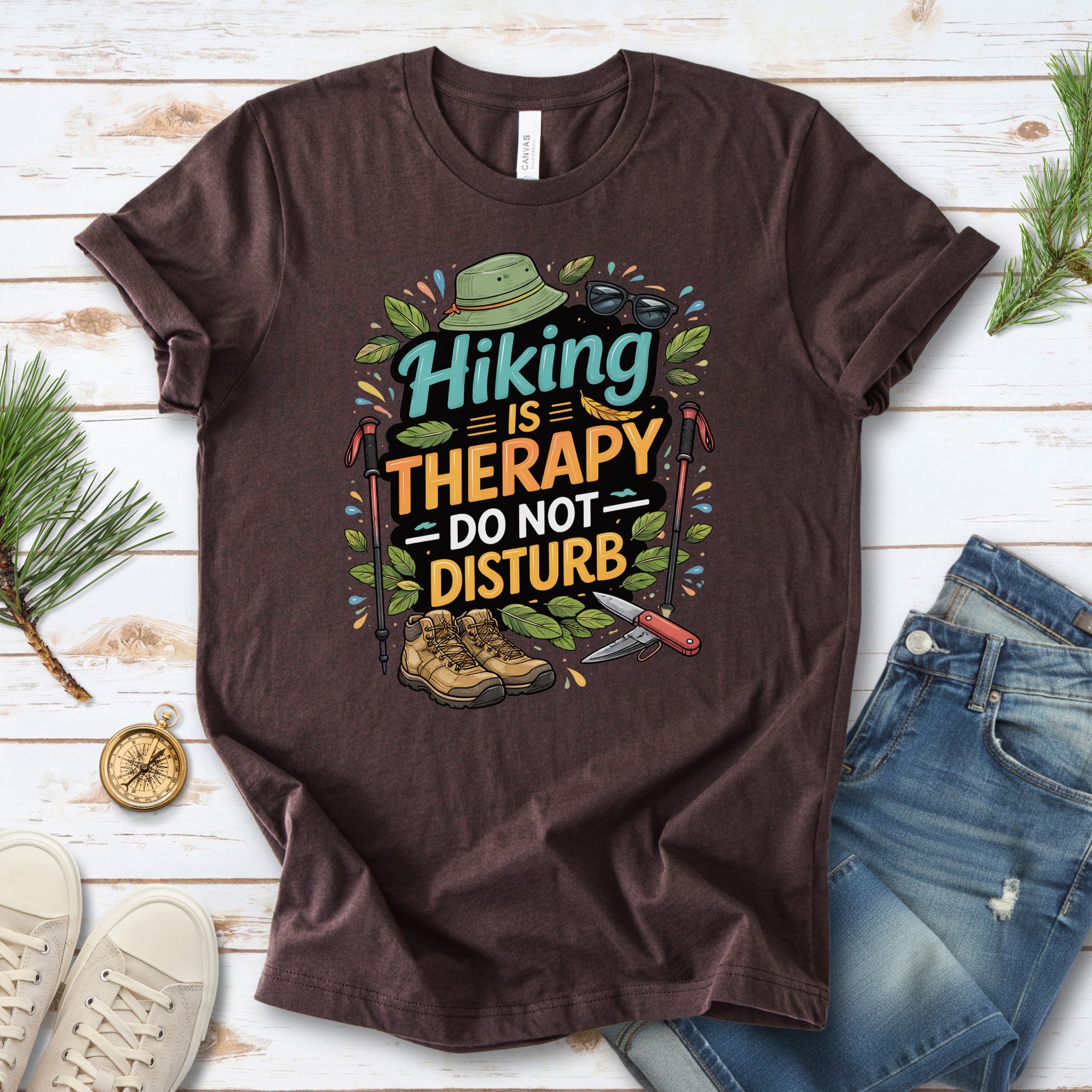 Hiking Is Therapy T-Shirt – Funny Nature Lover & Trail Mood Tee