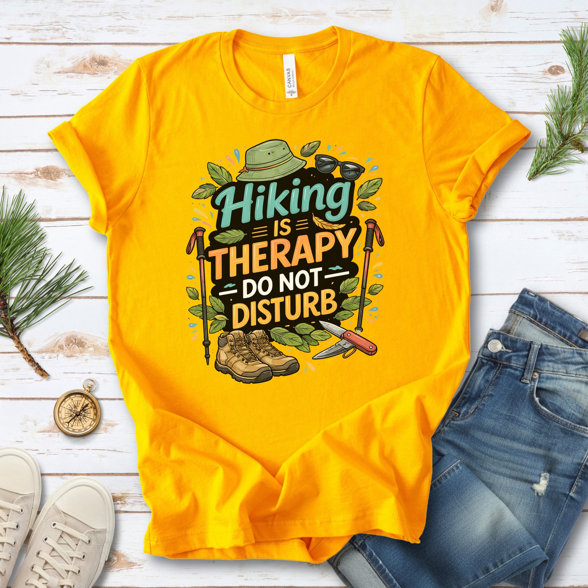 Hiking Is Therapy T-Shirt – Funny Nature Lover & Trail Mood Tee