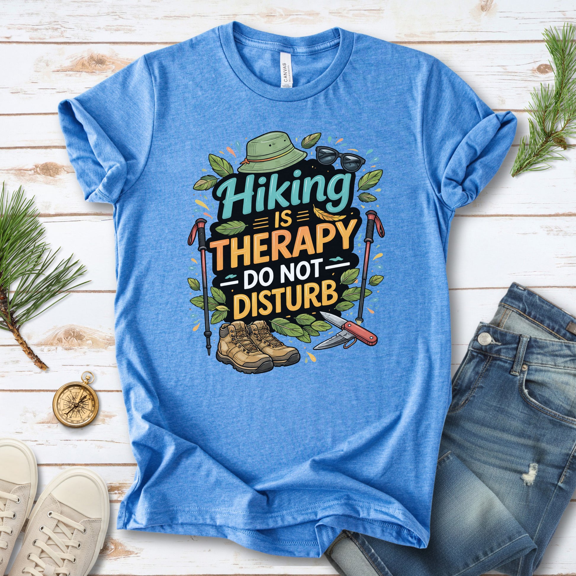 Hiking Is Therapy T-Shirt – Funny Nature Lover & Trail Mood Tee
