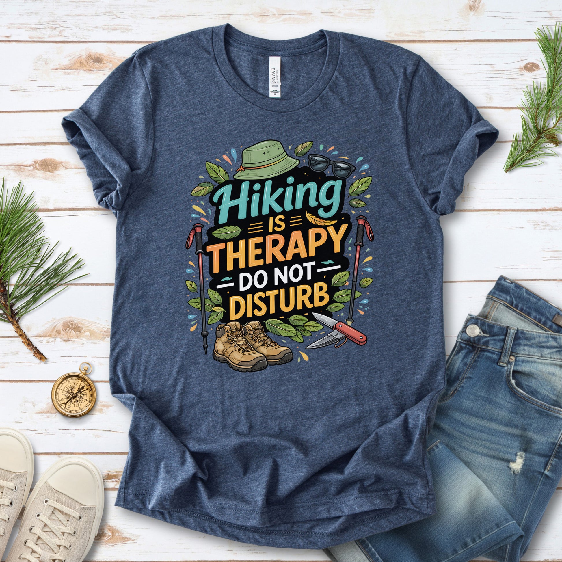 Hiking Is Therapy T-Shirt – Funny Nature Lover & Trail Mood Tee