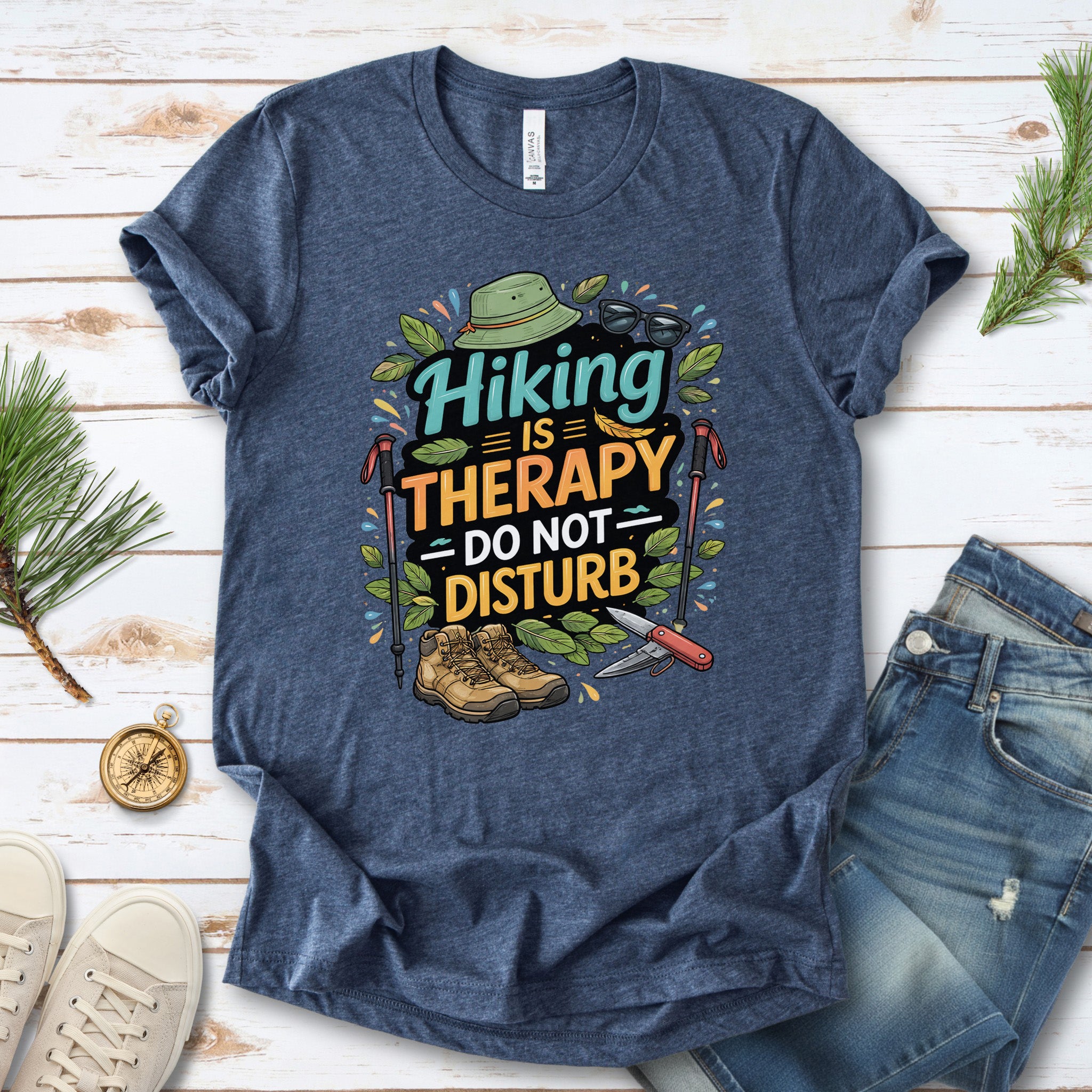 Hiking Is Therapy T-Shirt – Funny Nature Lover & Trail Mood Tee