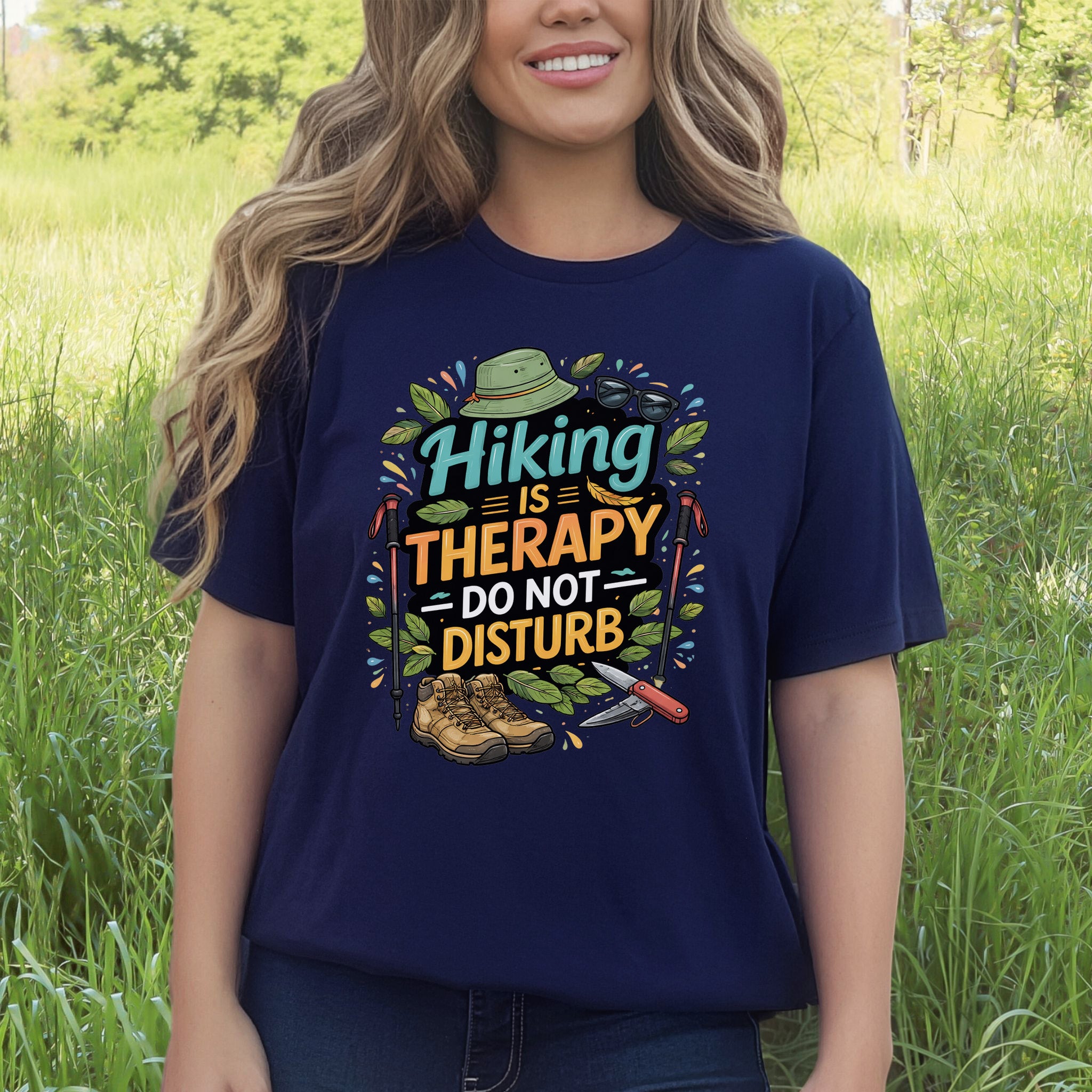 Hiking Is Therapy T-Shirt – Funny Nature Lover & Trail Mood Tee
