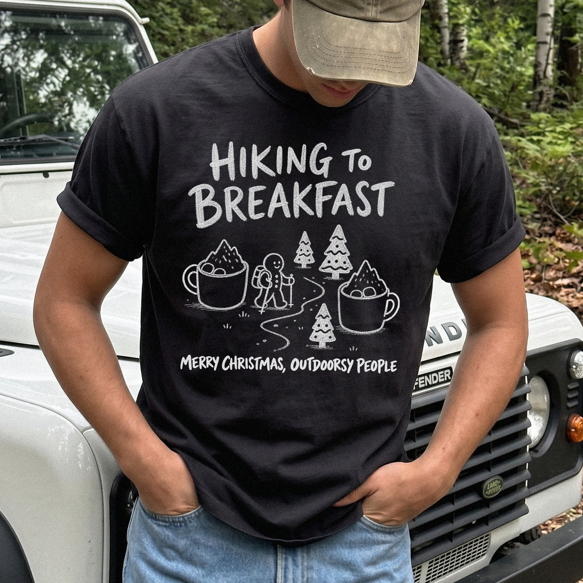 Hiking to Breakfast Comfort Colors Shirt – Gingerbread Christmas Hiker Tee