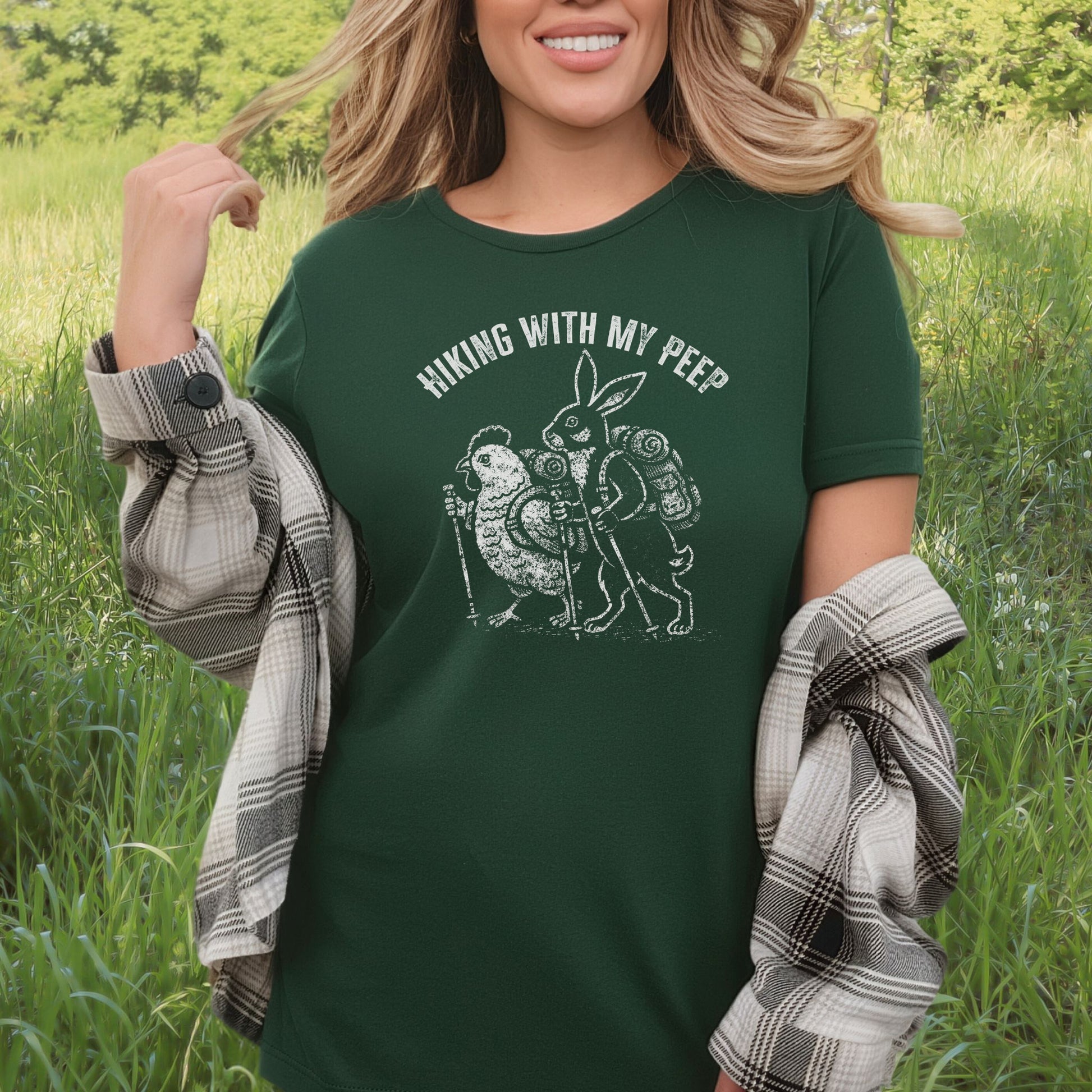 Hiking With My Peep T-Shirt Funny Easter Bunny Chicken Hiking Gift