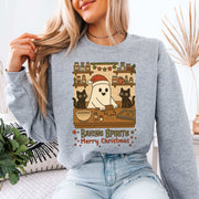 Baking Spirits Ghost & Cats Sweatshirt – Cute Gingerbread Christmas Vibes