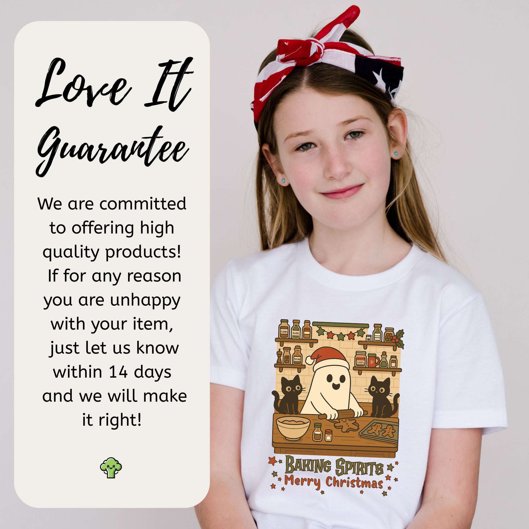 Baking Spirits Ghost & Cats Youth T-Shirt – Gingerbread Mischief