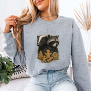 Skunk & Raccoon Christmas Sweatshirt – Gingerbread Mischief & Forest Charm