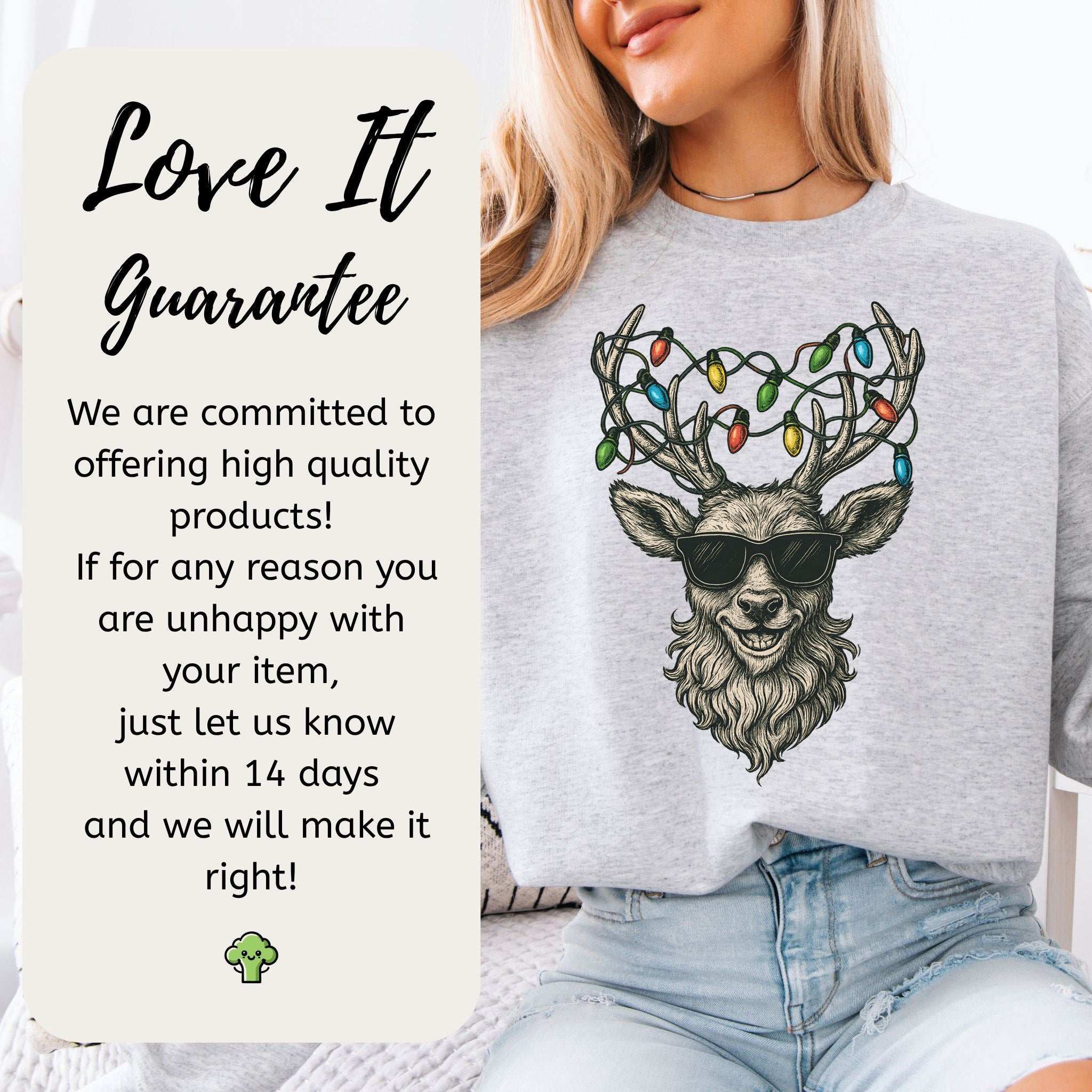 Cool Reindeer Christmas Sweatshirt – Antlers with Holiday Lights & Attitude