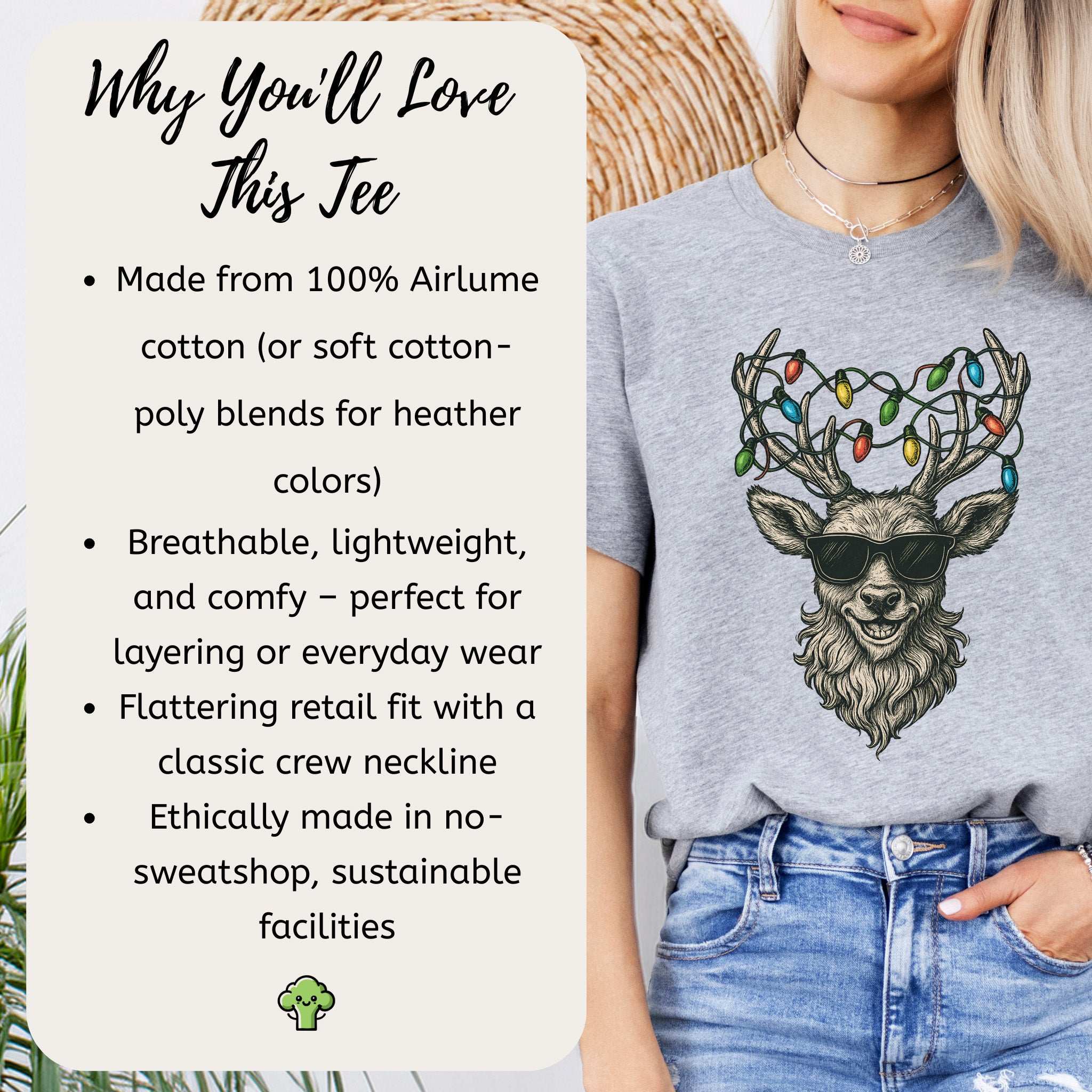 Cool Reindeer Christmas T-Shirt – Antlers with Holiday Lights & Attitude