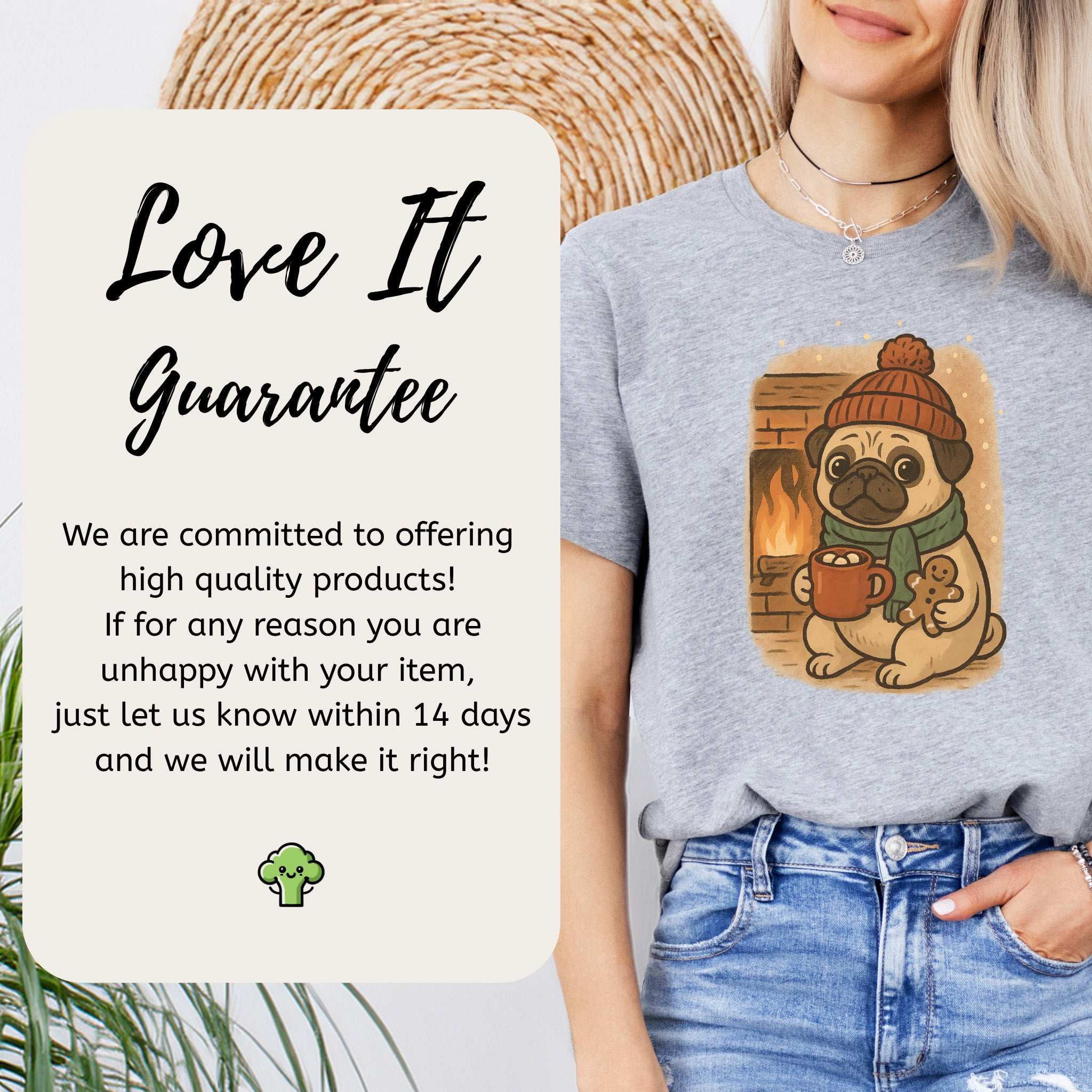 Hot Cocoa & Pug Hugs T-Shirt – Cute Winter Pug Christmas Tee