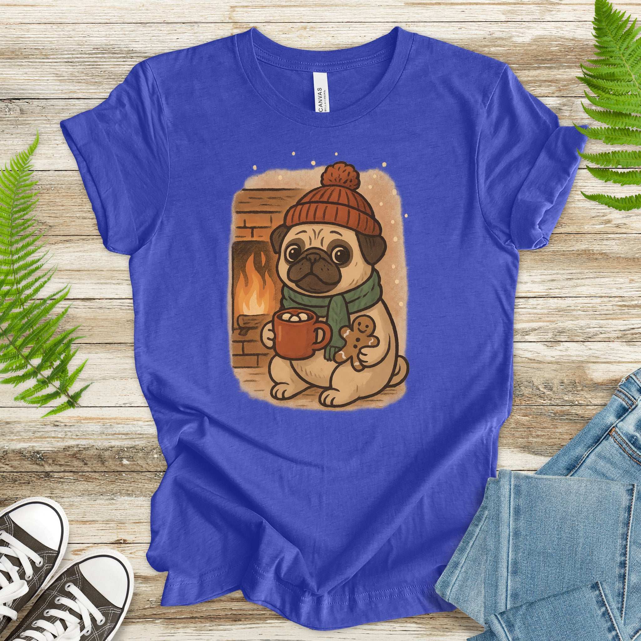 Hot Cocoa & Pug Hugs T-Shirt – Cute Winter Pug Christmas Tee