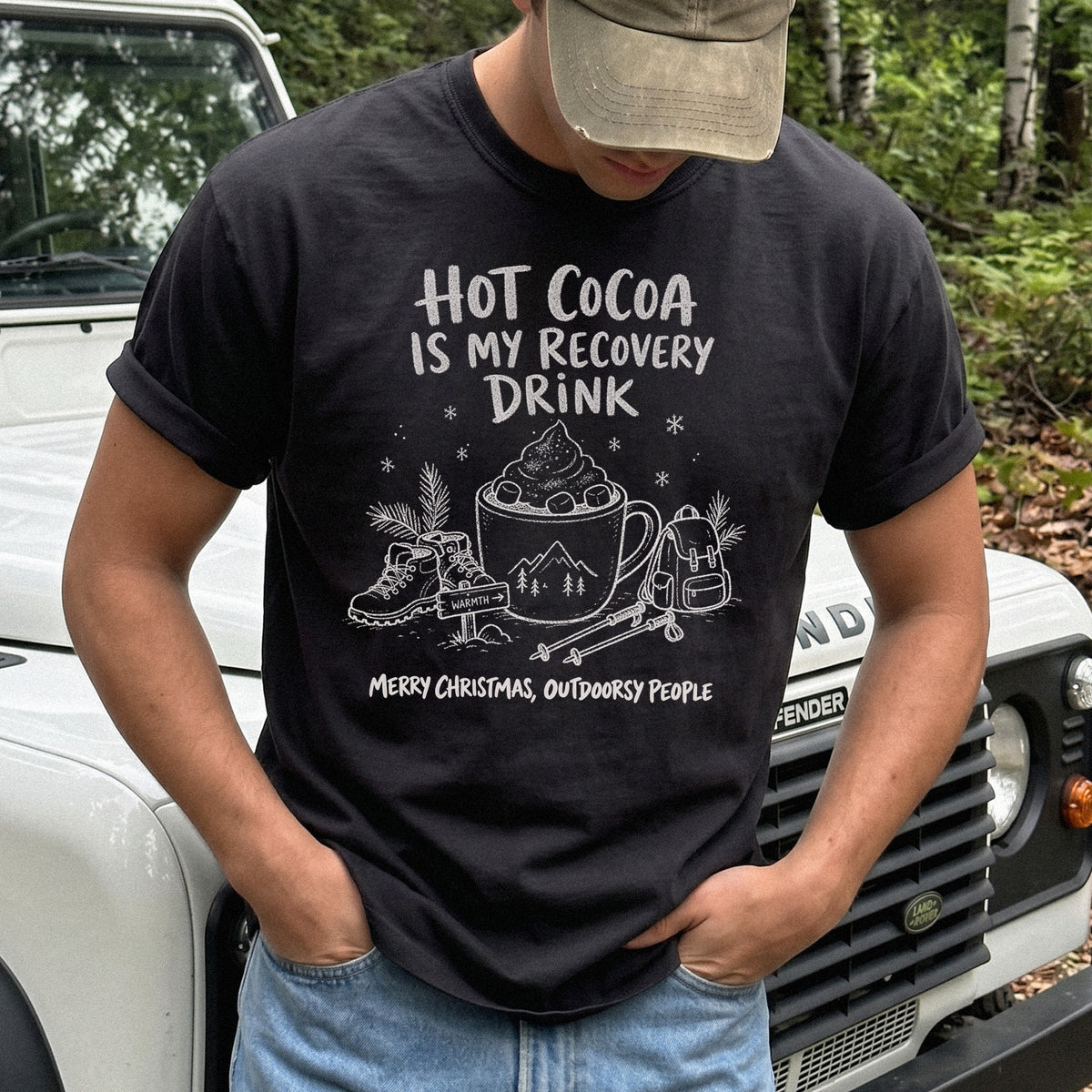 Hot Cocoa Is My Recovery Drink Comfort Colors Shirt – Hiking Christmas Tee
