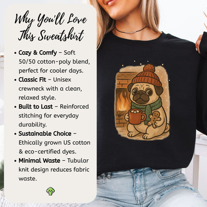 Hot Cocoa & Pug Hugs Sweatshirt – Cute Winter Dog Lover Christmas Gift