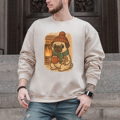 Hot Cocoa & Pug Hugs Sweatshirt – Cute Winter Dog Lover Christmas Gift