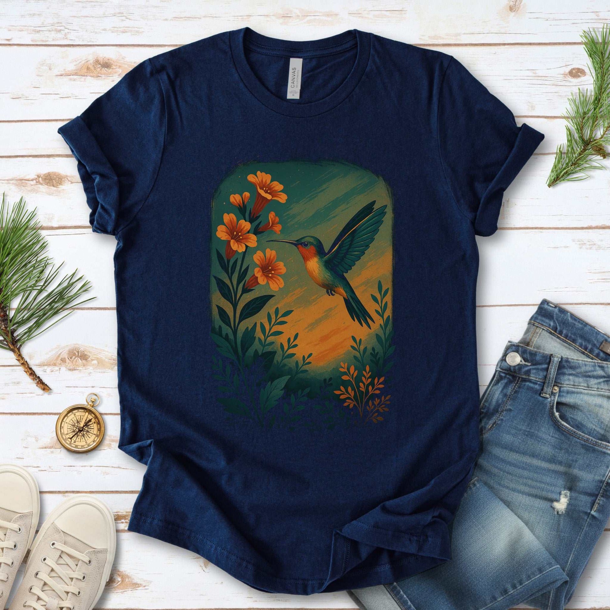 Hummingbird and Flower Spirit Animal T-Shirt – Symbol of Joy