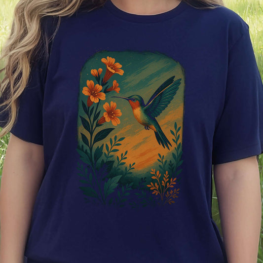 Hummingbird and Flower Spirit Animal T-Shirt – Symbol of Joy