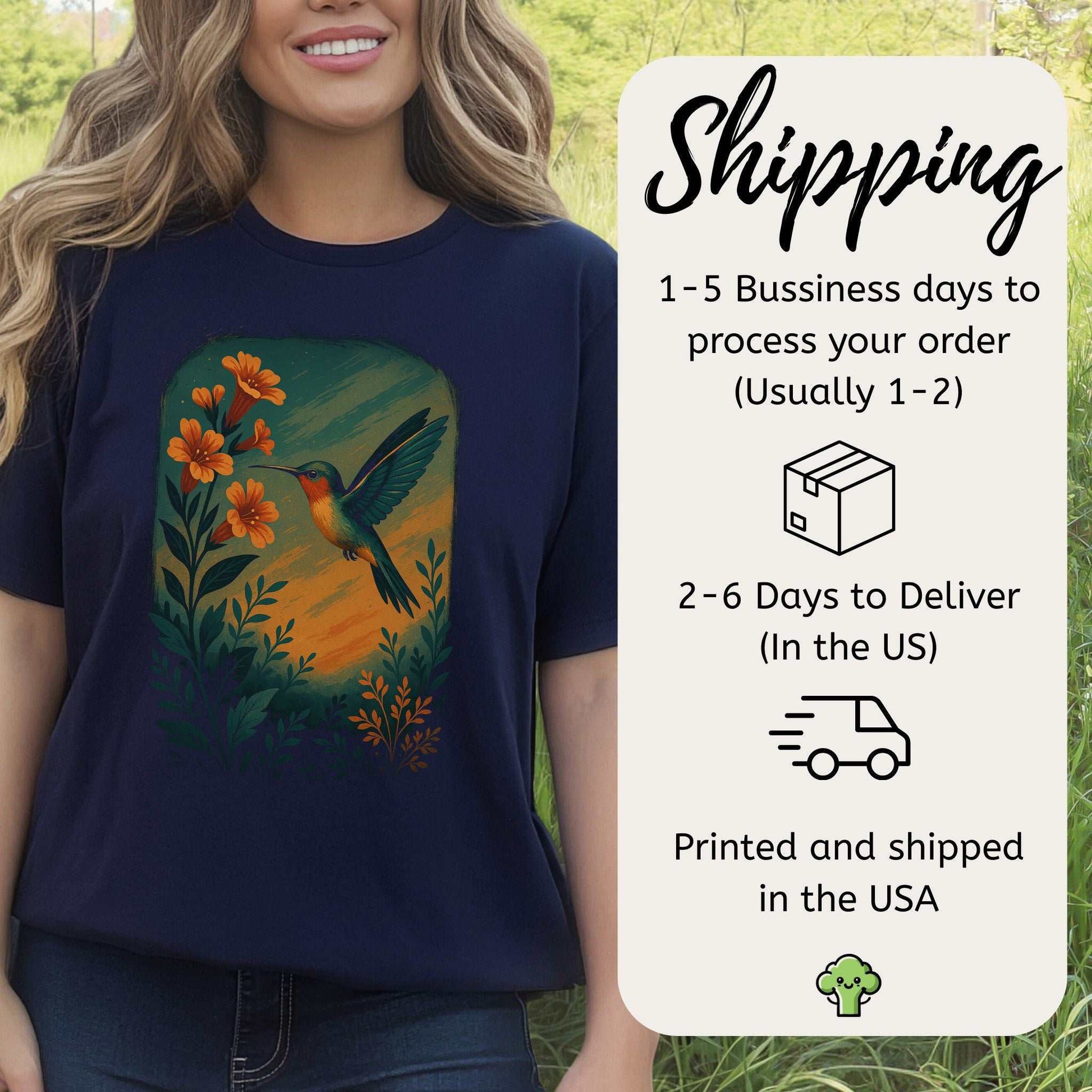Hummingbird and Flower Spirit Animal T-Shirt – Symbol of Joy