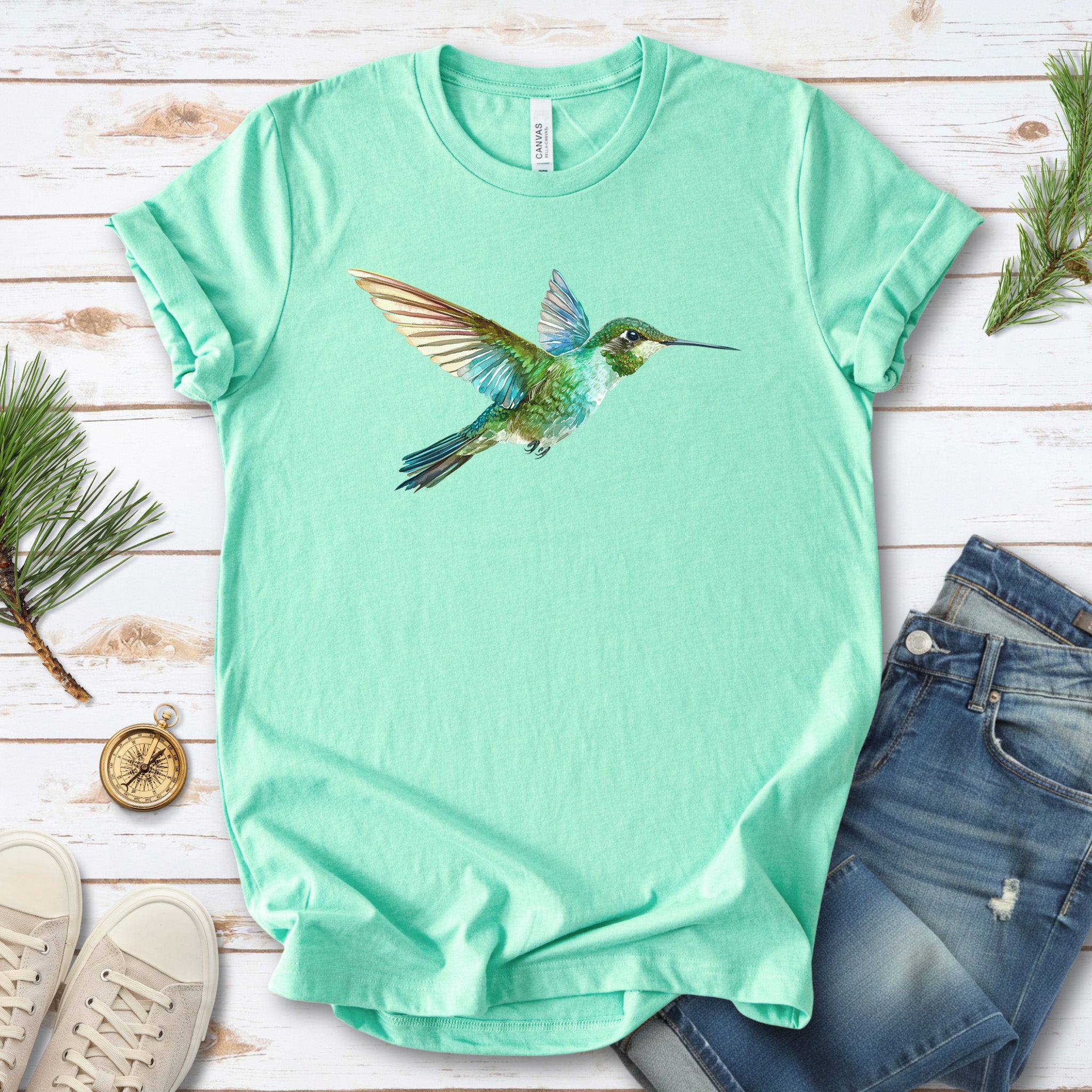 Watercolor Hummingbird T-Shirt – Vintage Nature Lover Tee