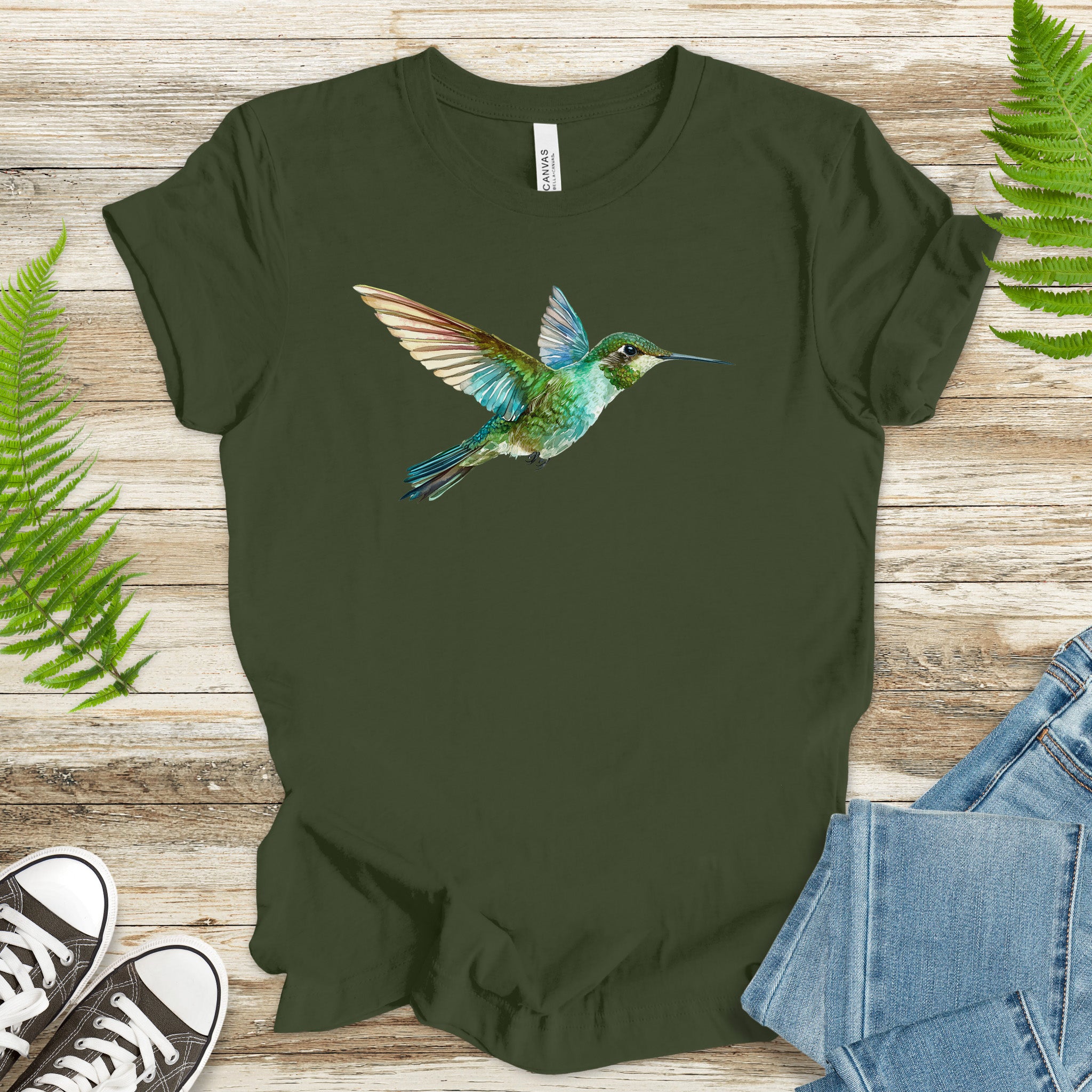 Watercolor Hummingbird T-Shirt – Vintage Nature Lover Tee