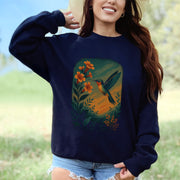 Hummingbird and Flower Sweatshirt – Spirit Animal Symbol of Joy & Lightness