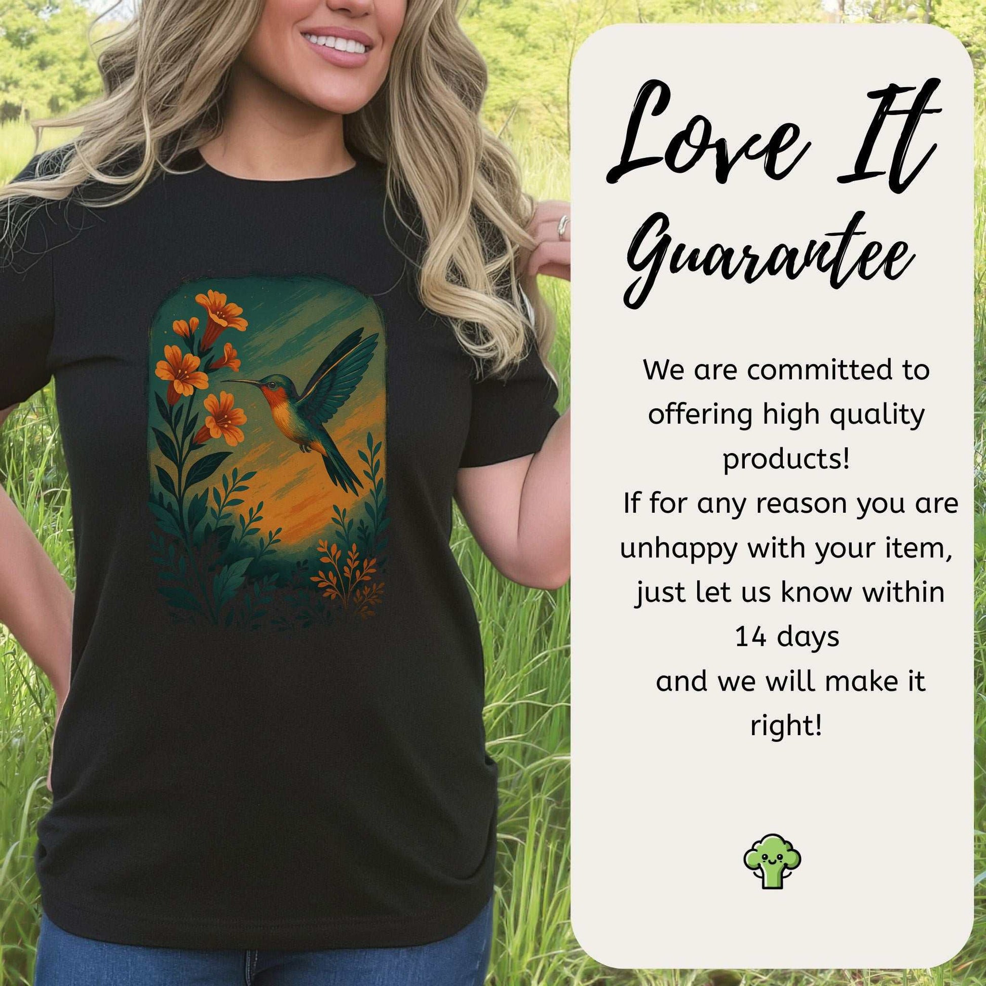 Hummingbird and Flower Spirit Animal T-Shirt – Symbol of Joy