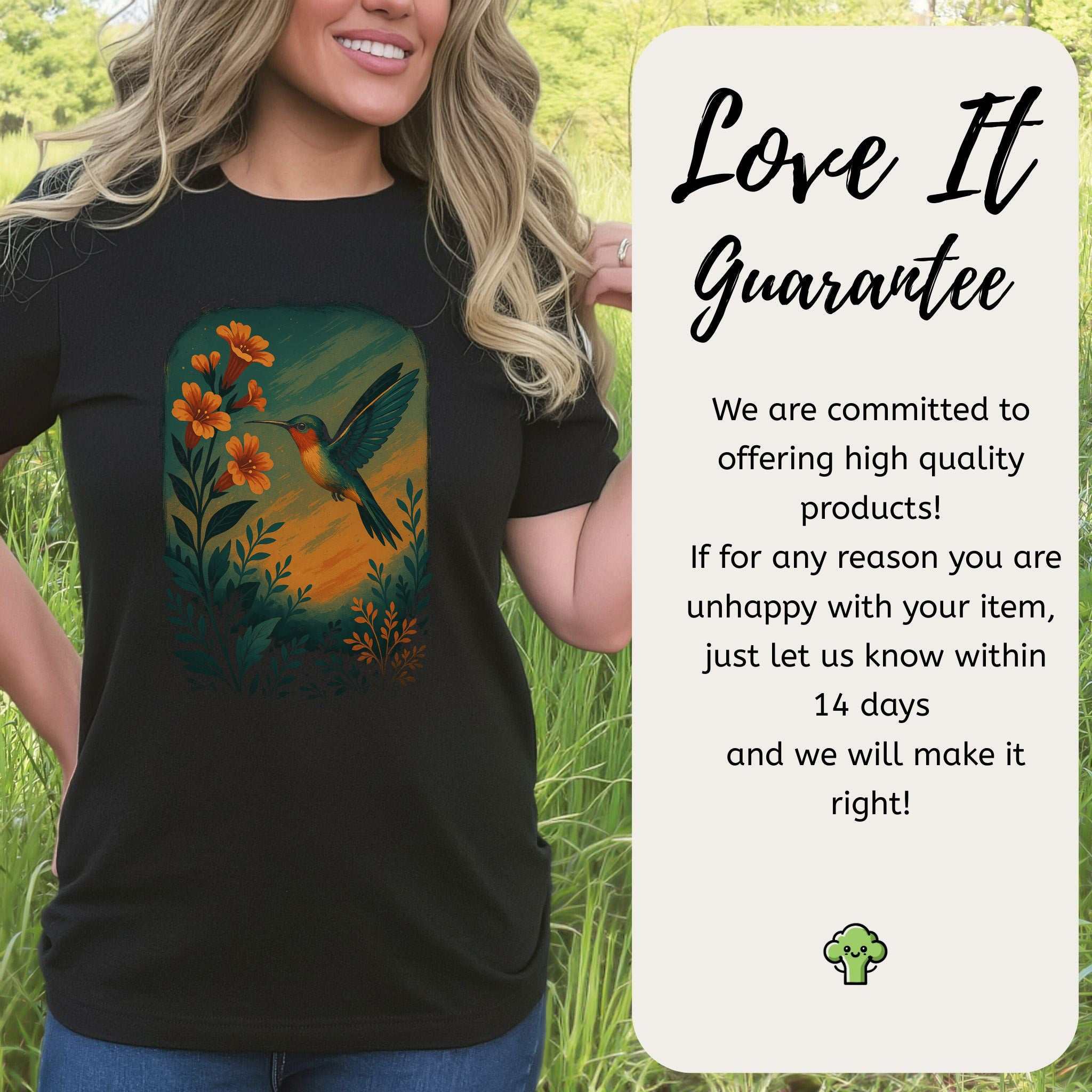 Hummingbird and Flower Spirit Animal T-Shirt – Symbol of Joy
