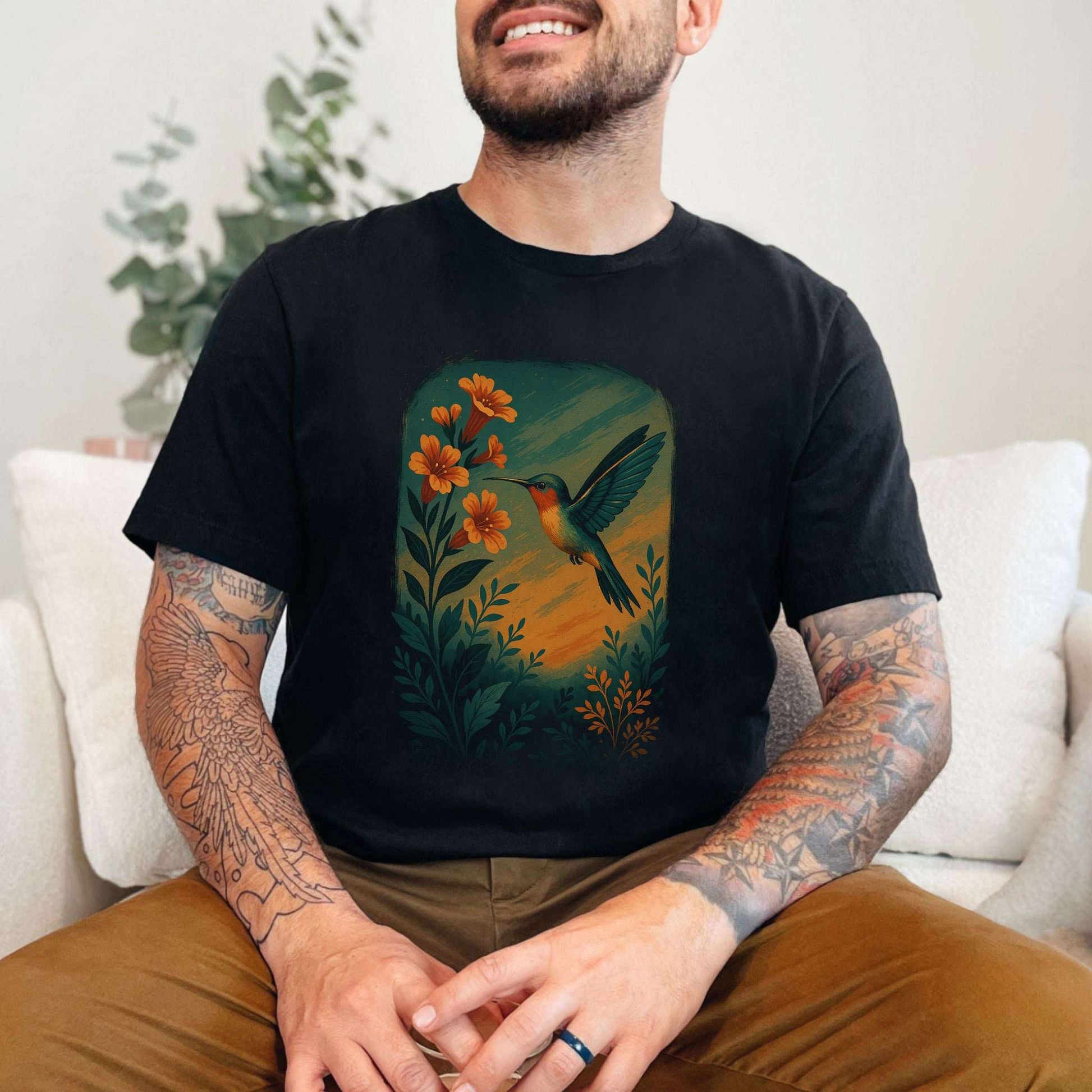Hummingbird and Flower Spirit Animal T-Shirt – Symbol of Joy
