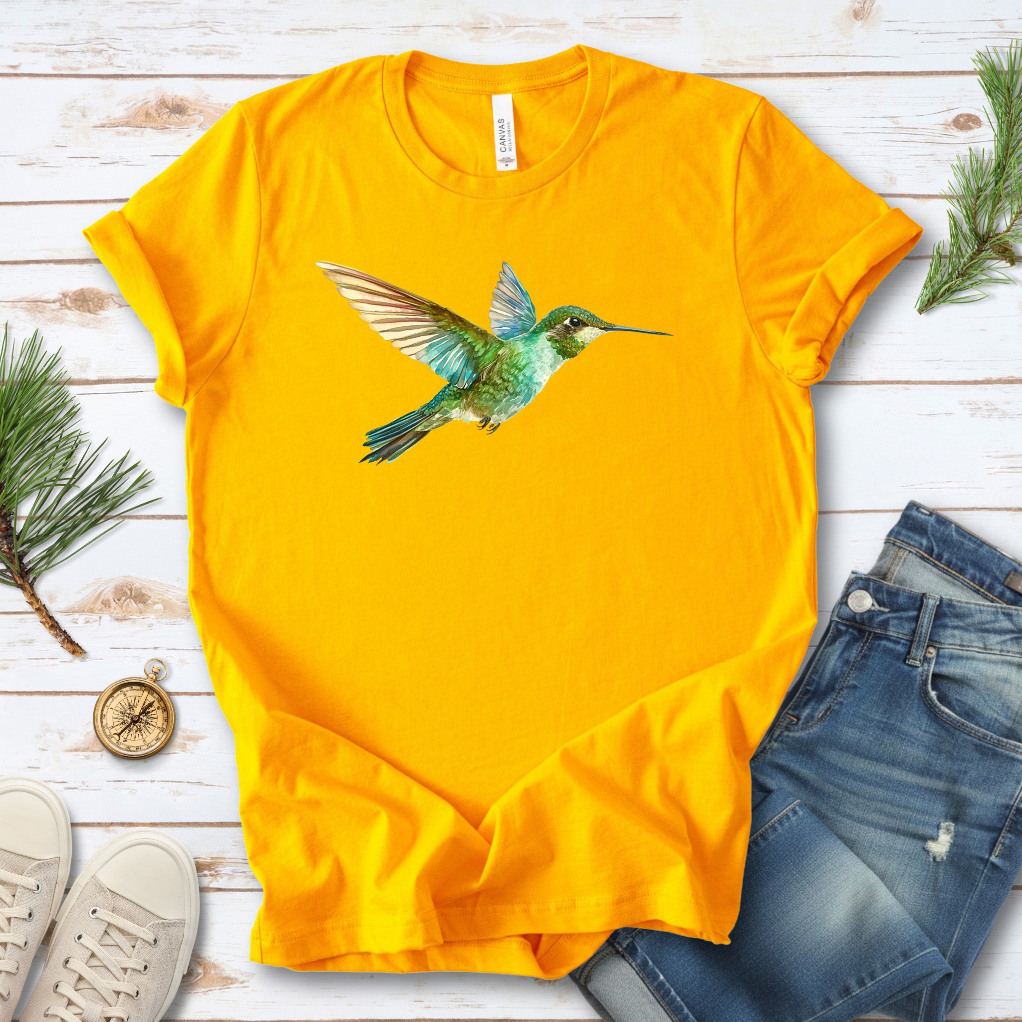 Watercolor Hummingbird T-Shirt – Vintage Nature Lover Tee