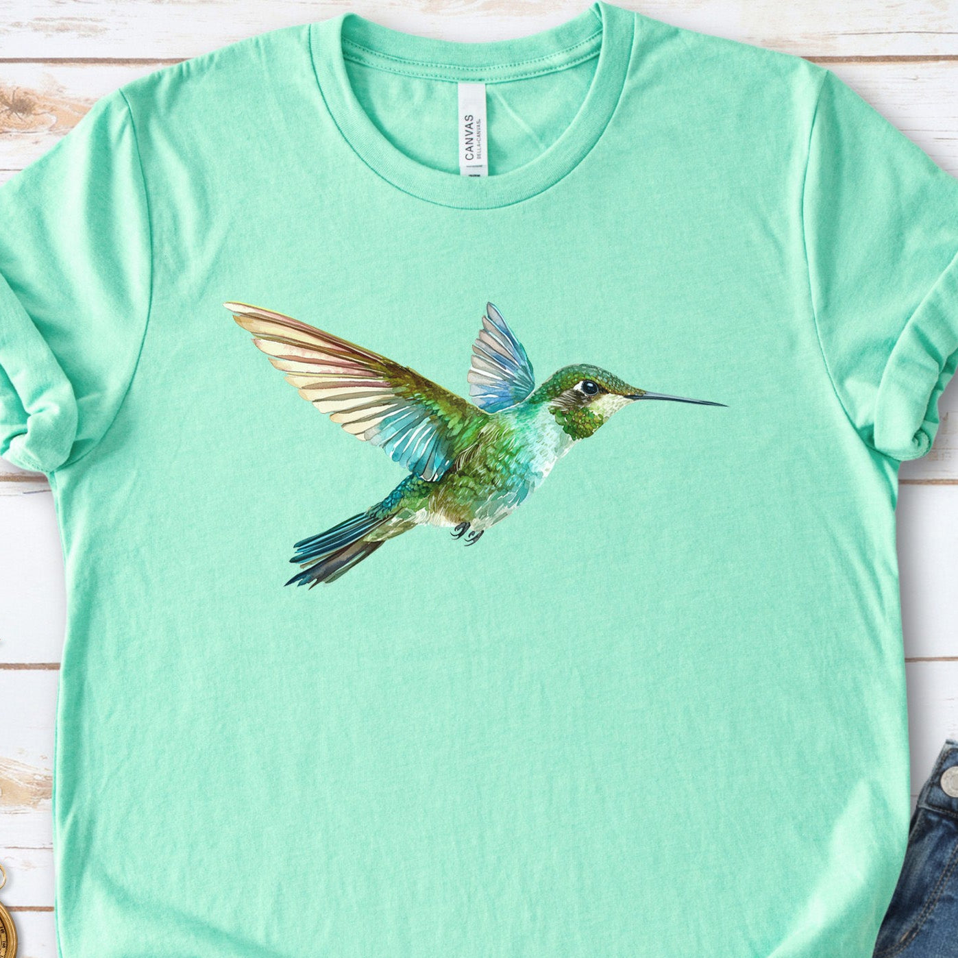 Watercolor Hummingbird T-Shirt – Vintage Nature Lover Tee