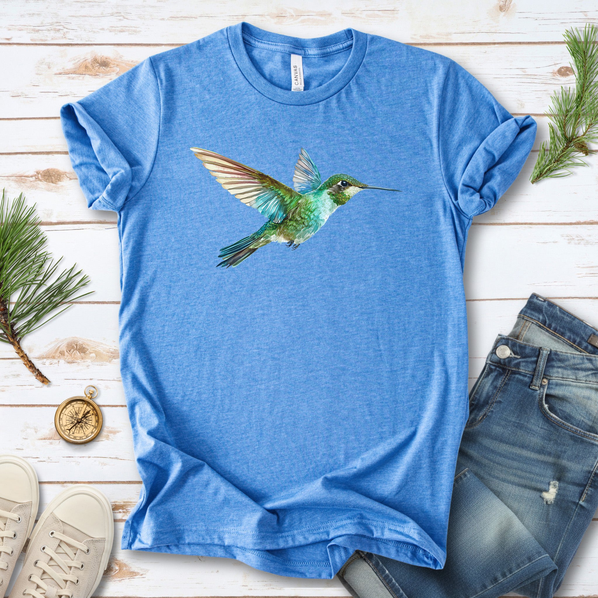 Watercolor Hummingbird T-Shirt – Vintage Nature Lover Tee
