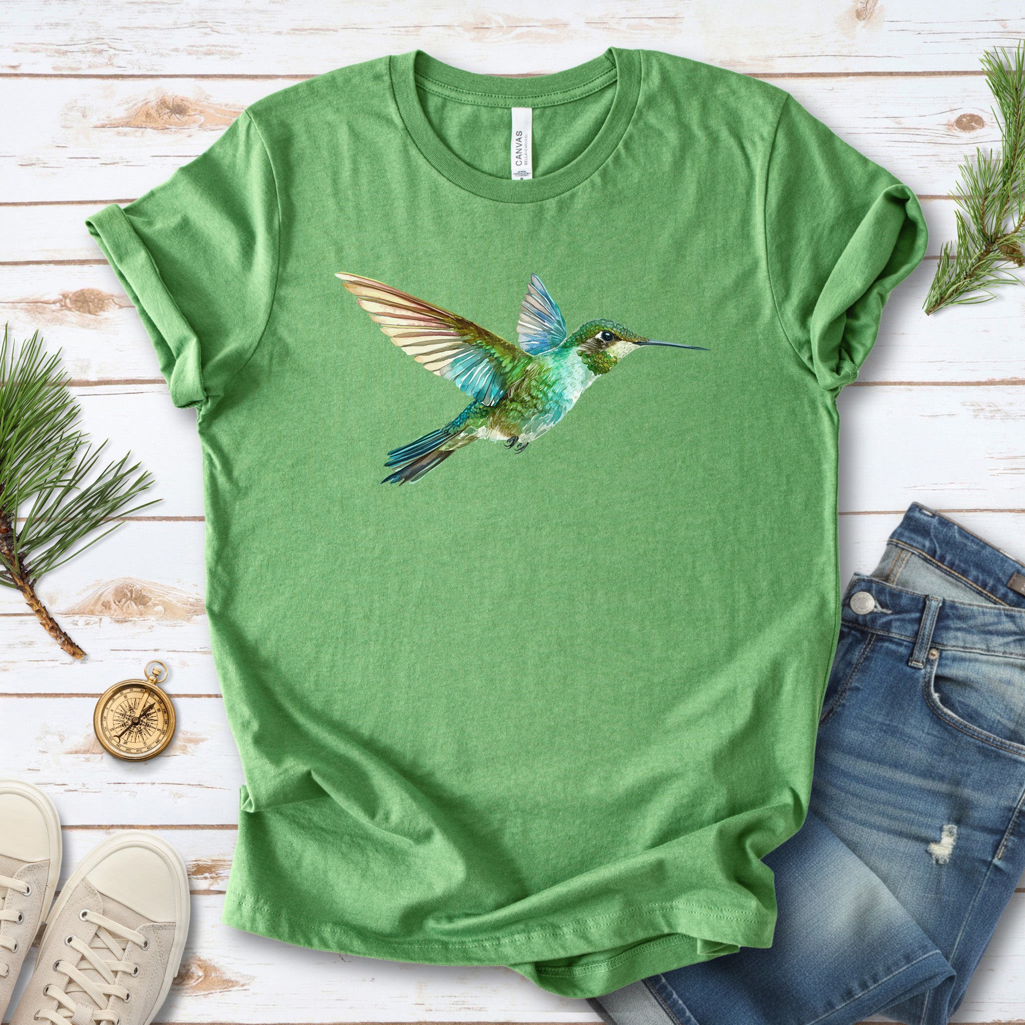Watercolor Hummingbird T-Shirt – Vintage Nature Lover Tee