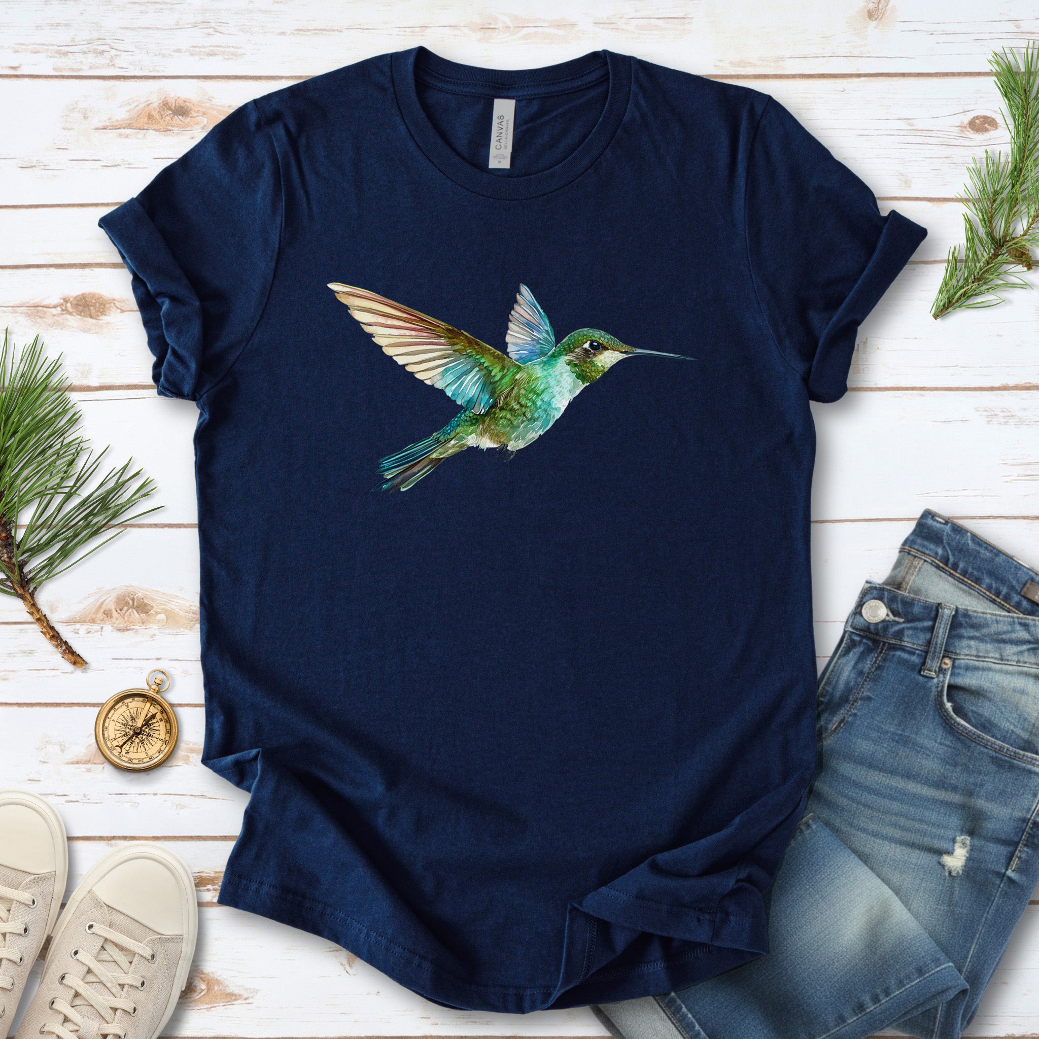 Watercolor Hummingbird T-Shirt – Vintage Nature Lover Tee