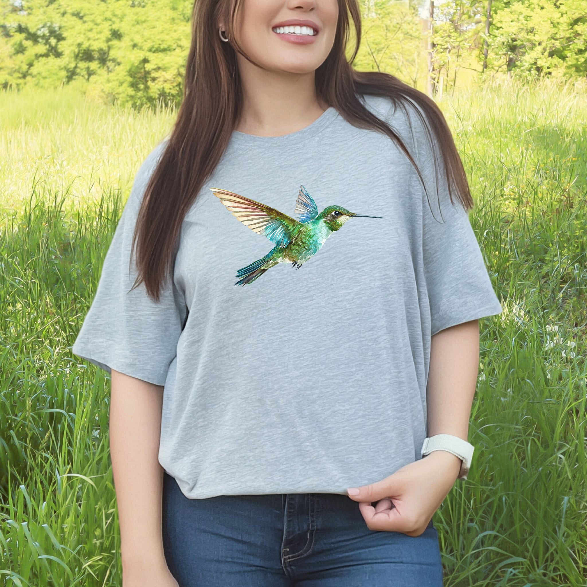 Watercolor Hummingbird T-Shirt – Vintage Nature Lover Tee