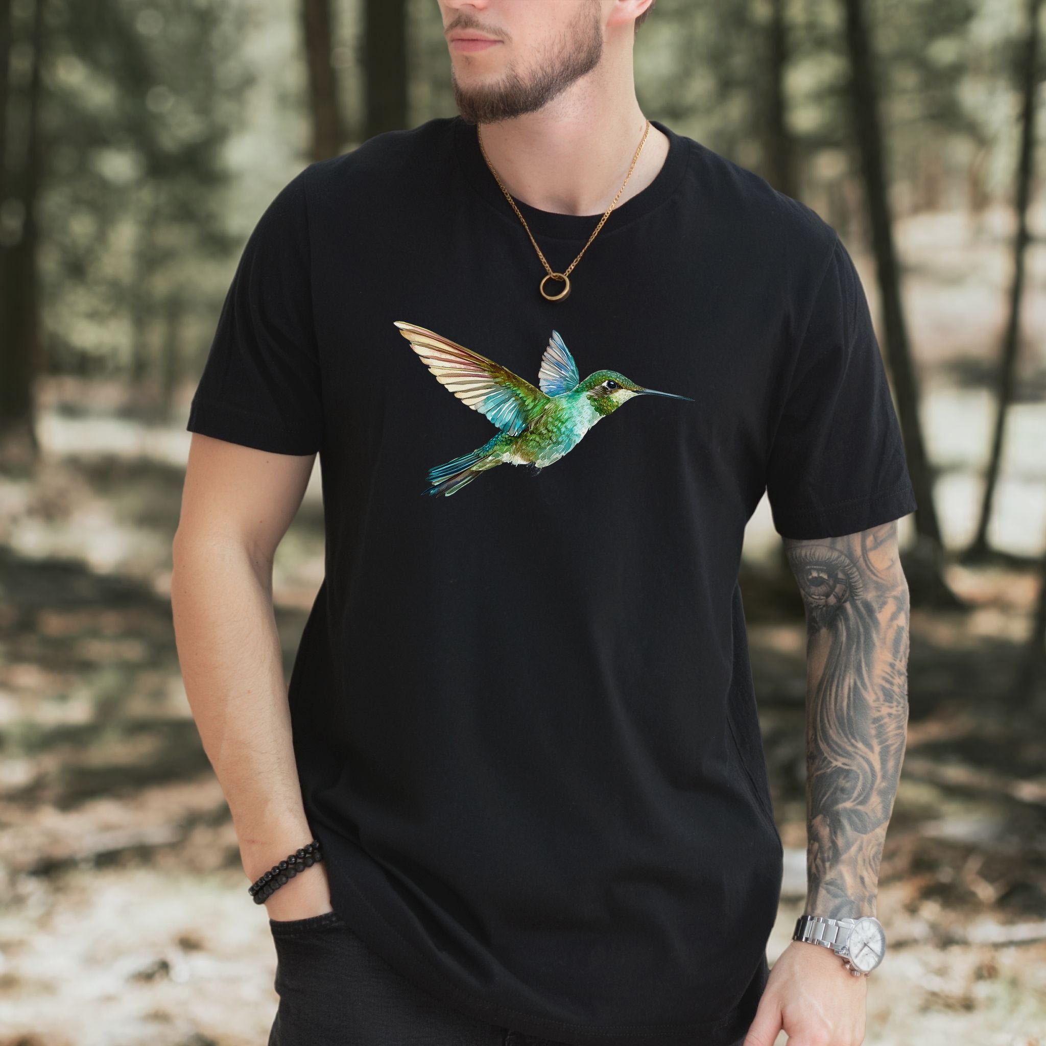 Watercolor Hummingbird T-Shirt – Vintage Nature Lover Tee