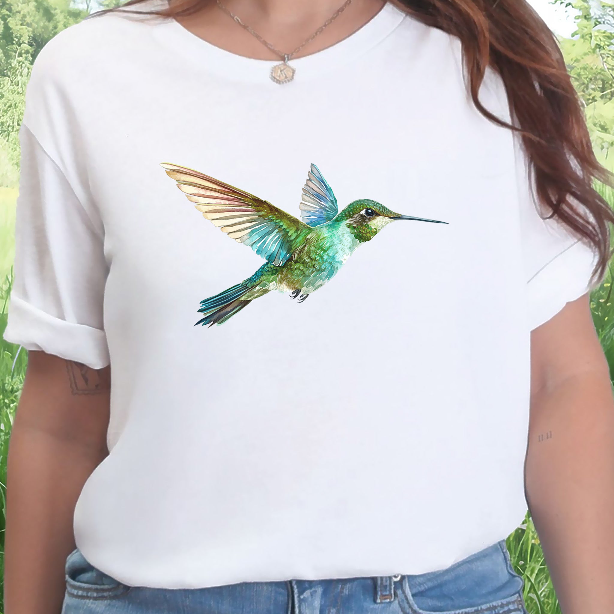 Watercolor Hummingbird T-Shirt – Vintage Nature Lover Tee