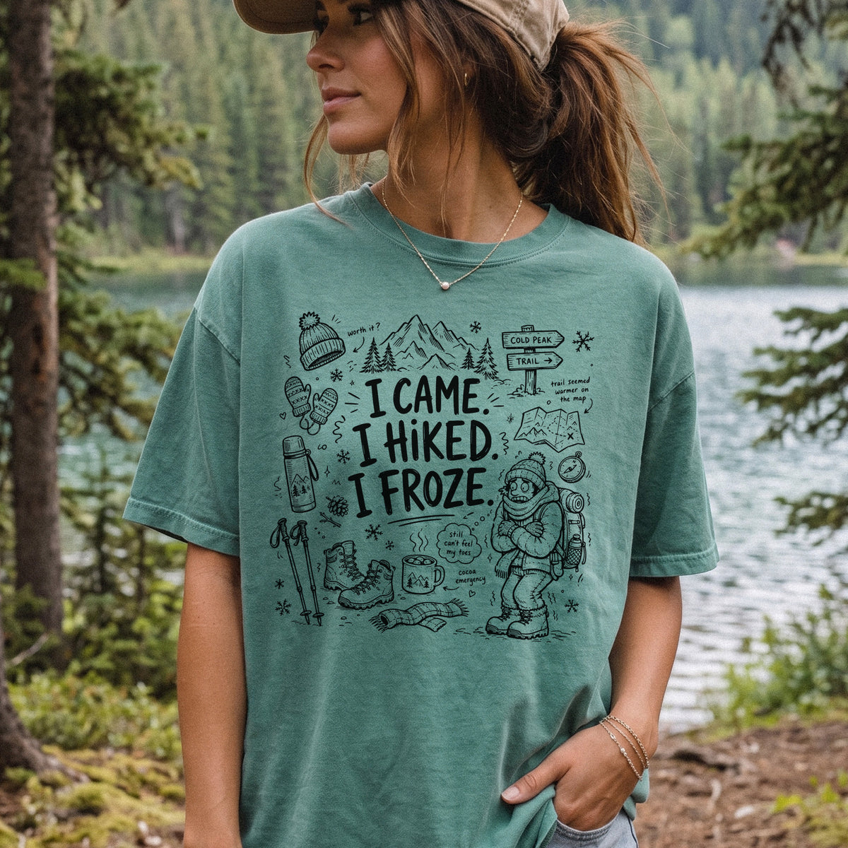 I Came, I Hiked, I Froze Comfort Colors Shirt – Funny Winter Hiking Tee