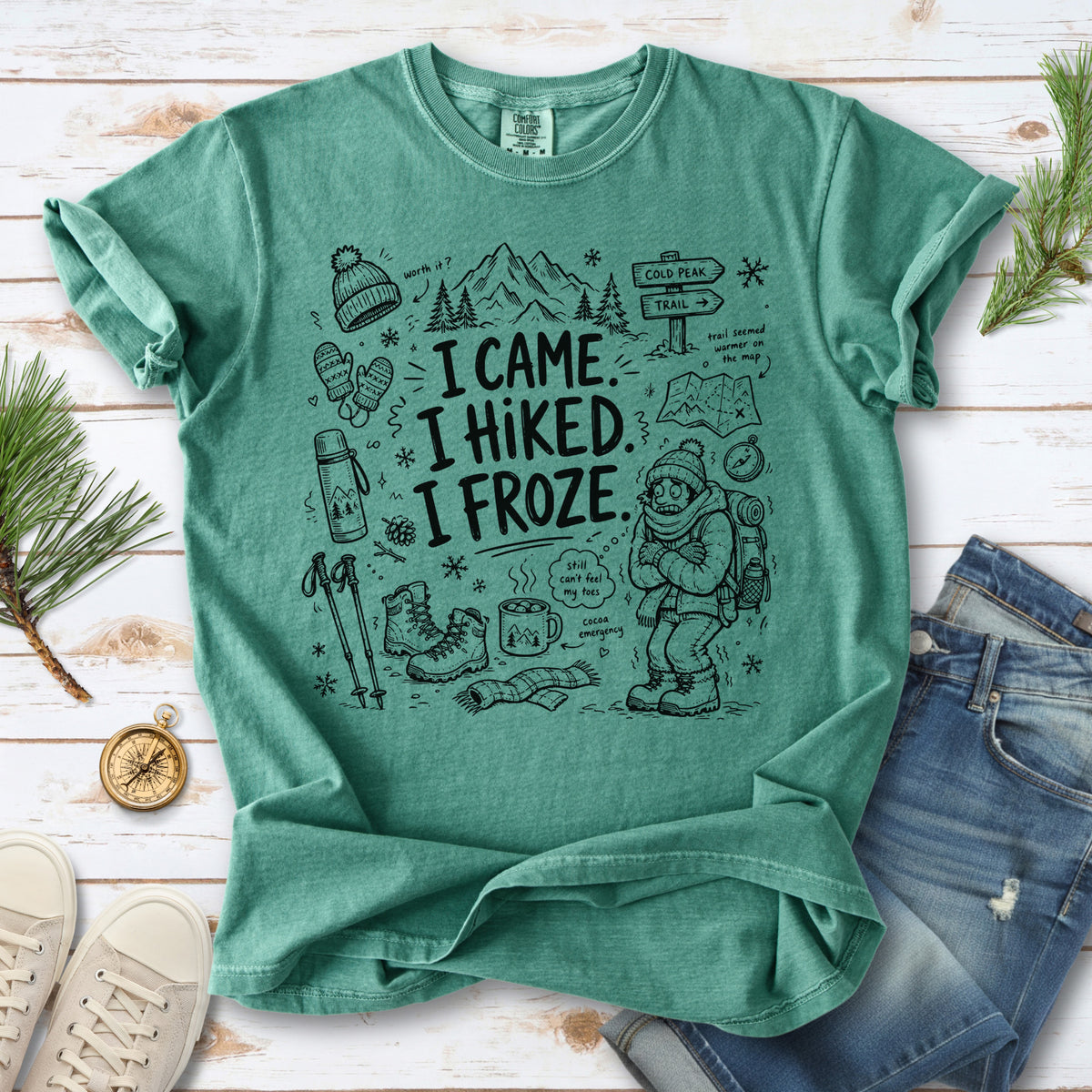 I Came, I Hiked, I Froze Comfort Colors Shirt – Funny Winter Hiking Tee