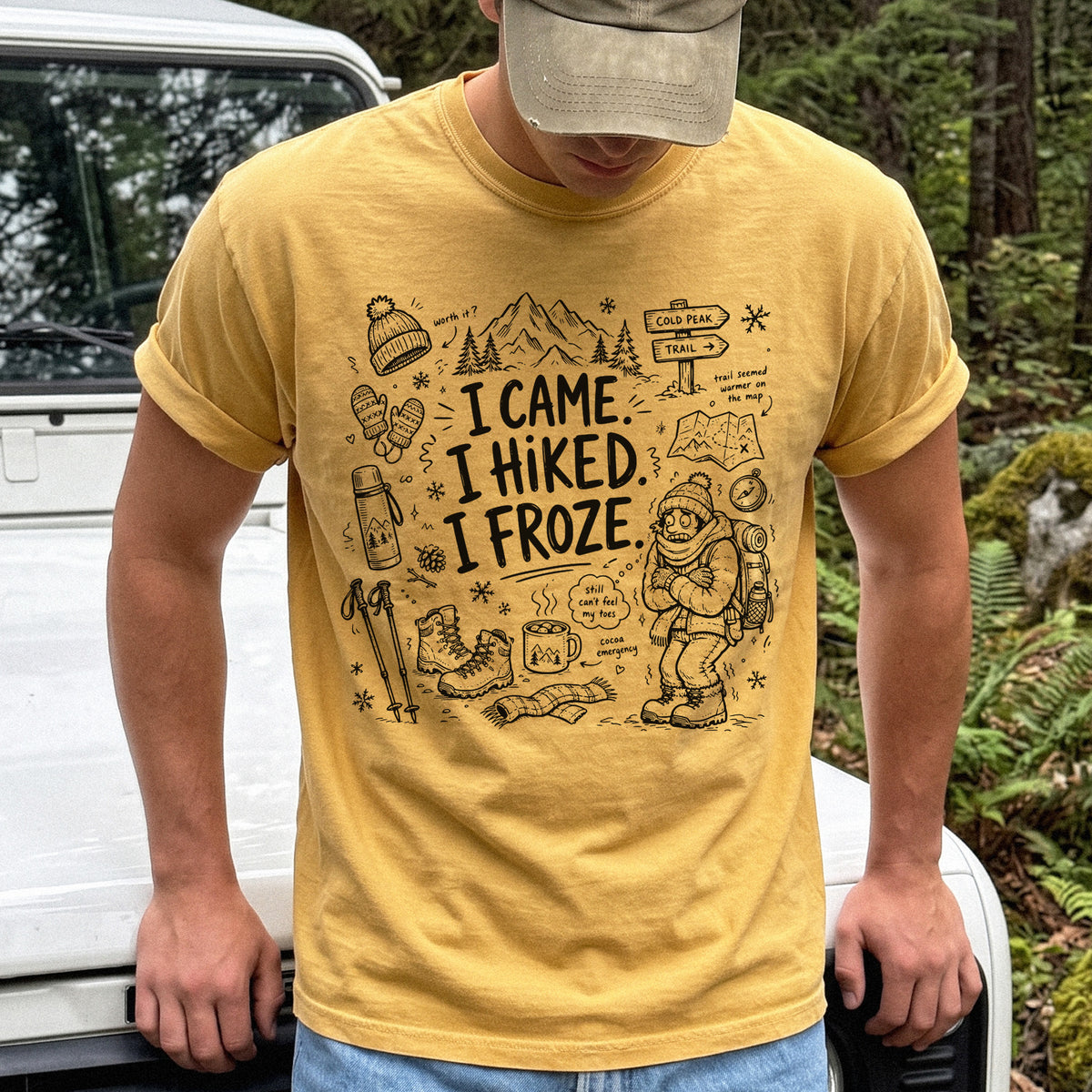 I Came, I Hiked, I Froze Comfort Colors Shirt – Funny Winter Hiking Tee
