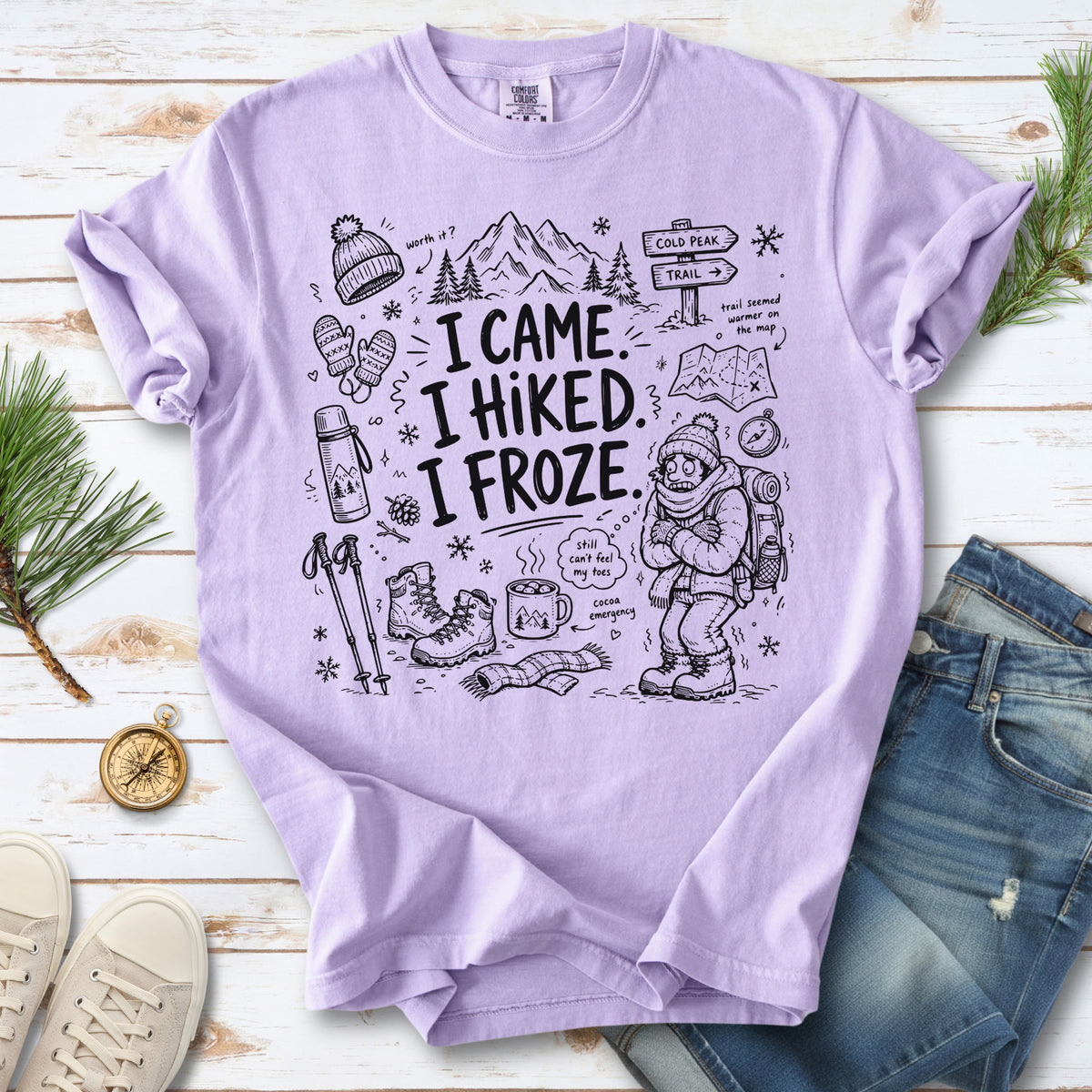 I Came, I Hiked, I Froze Comfort Colors Shirt – Funny Winter Hiking Tee