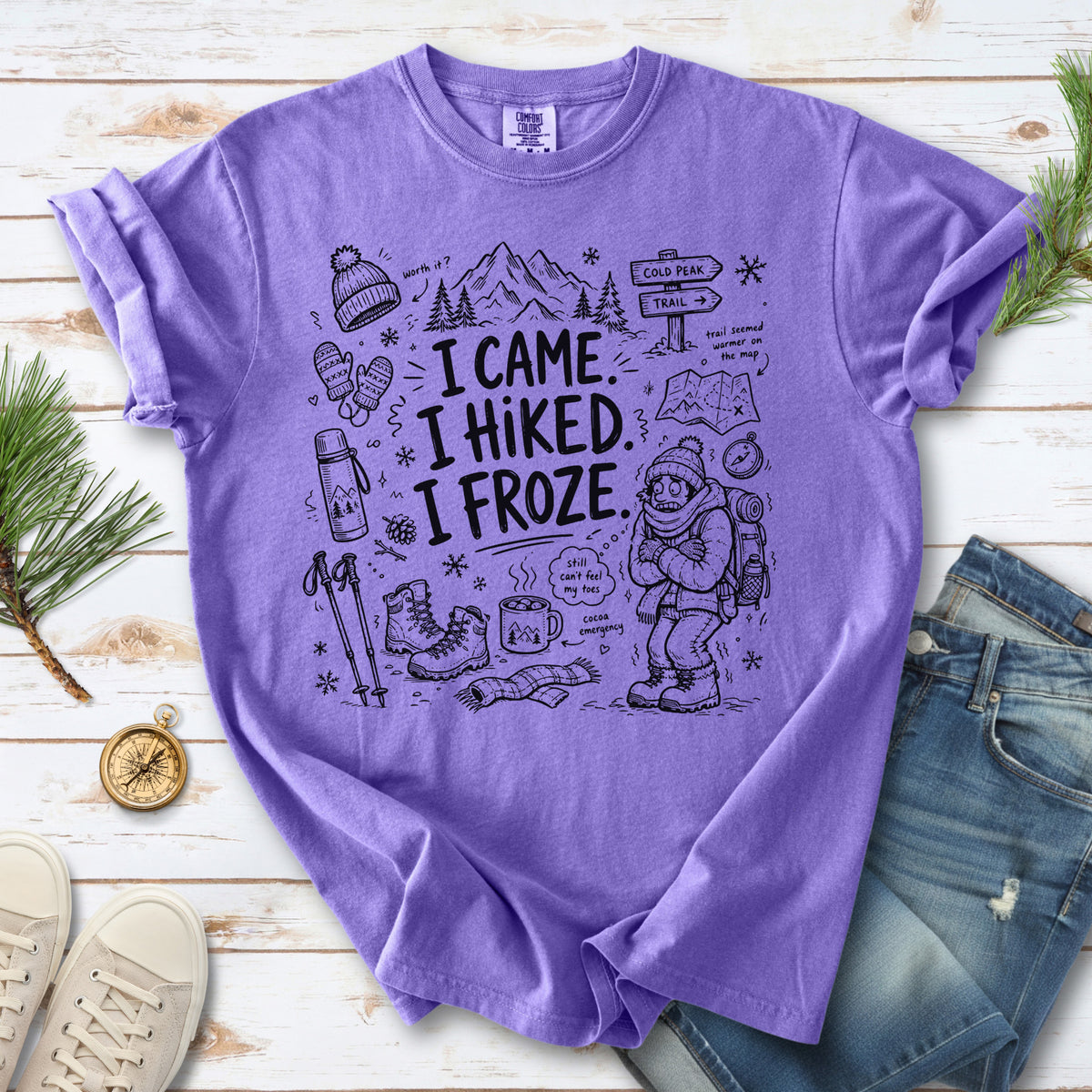 I Came, I Hiked, I Froze Comfort Colors Shirt – Funny Winter Hiking Tee