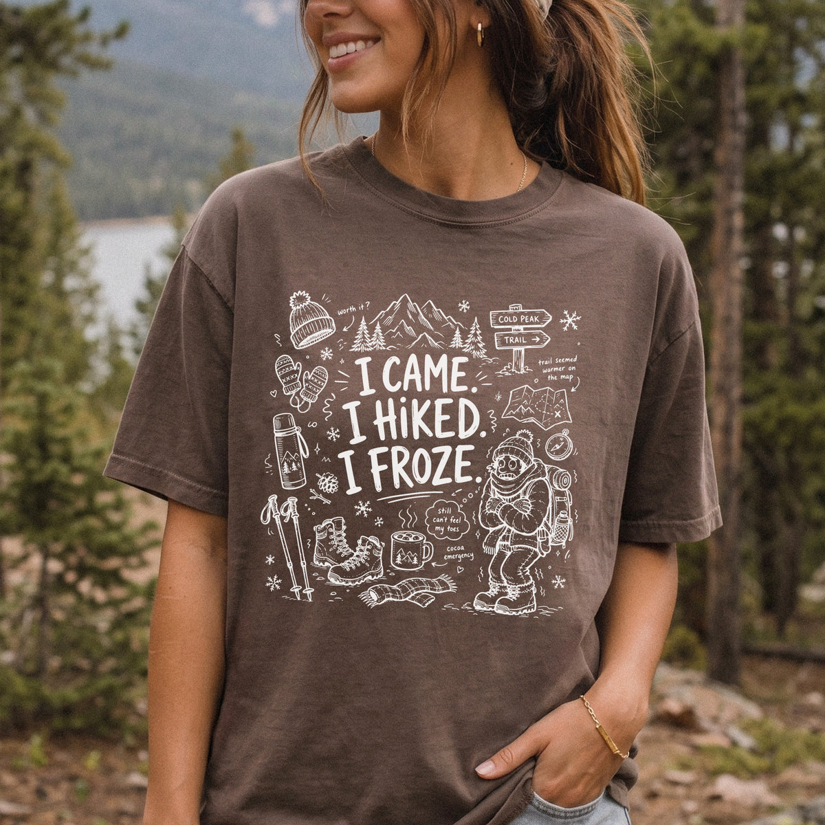 I Came, I Hiked, I Froze Comfort Colors Shirt – Funny Winter Hiking Tee