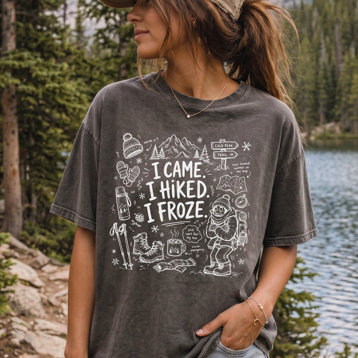 I Came, I Hiked, I Froze Comfort Colors Shirt – Funny Winter Hiking Tee