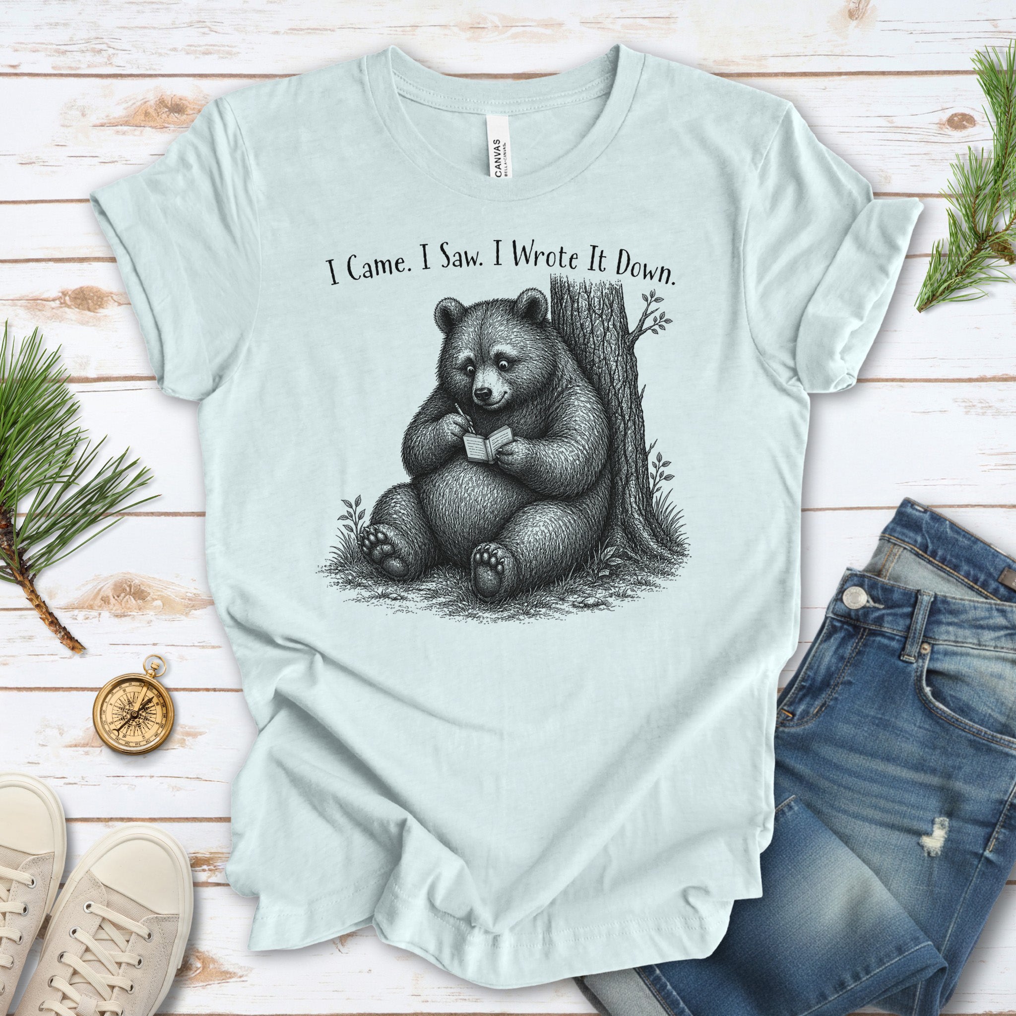 I Came I Saw I Wrote It Down Funny Bear Writer Gift T-Shirt