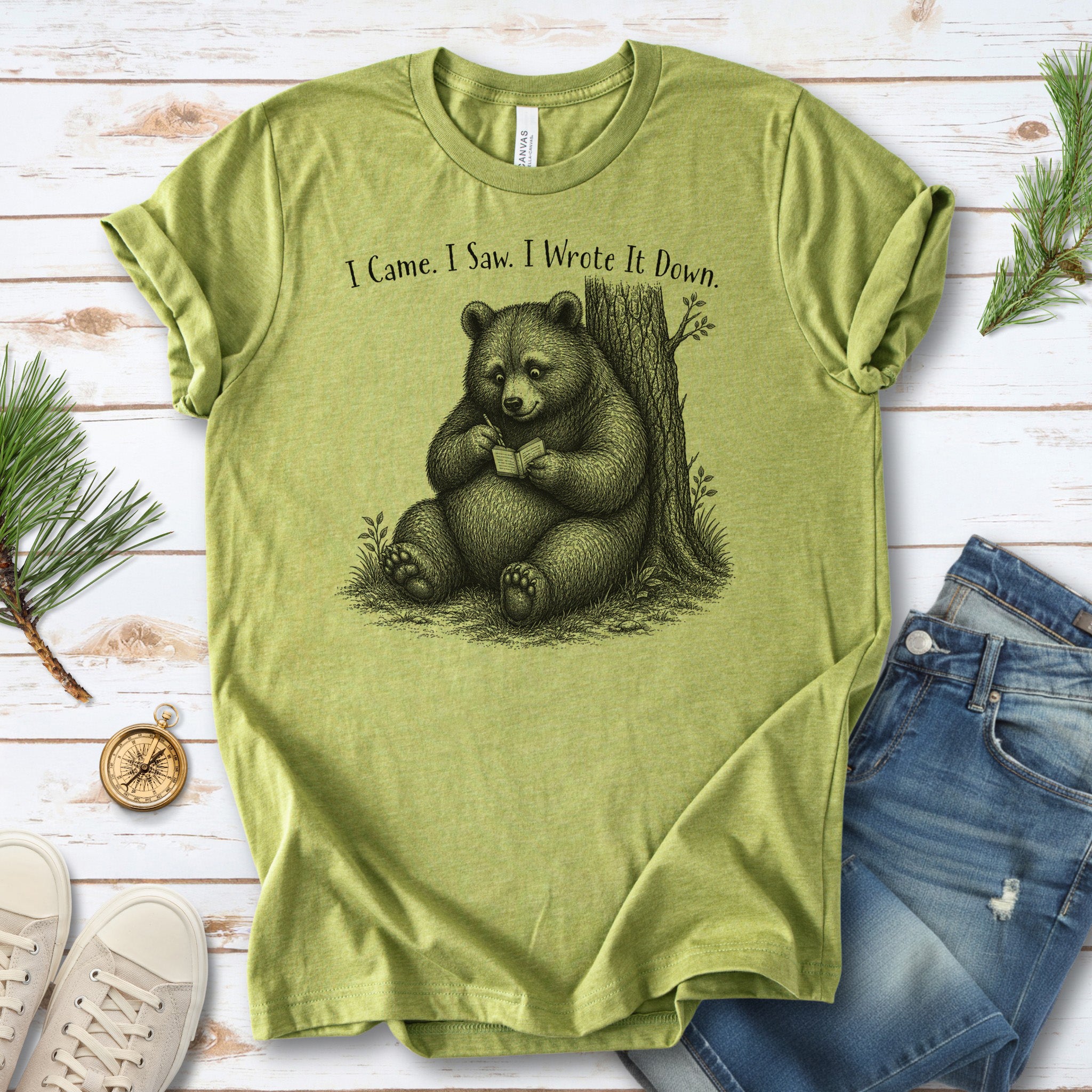 I Came I Saw I Wrote It Down Funny Bear Writer Gift T-Shirt
