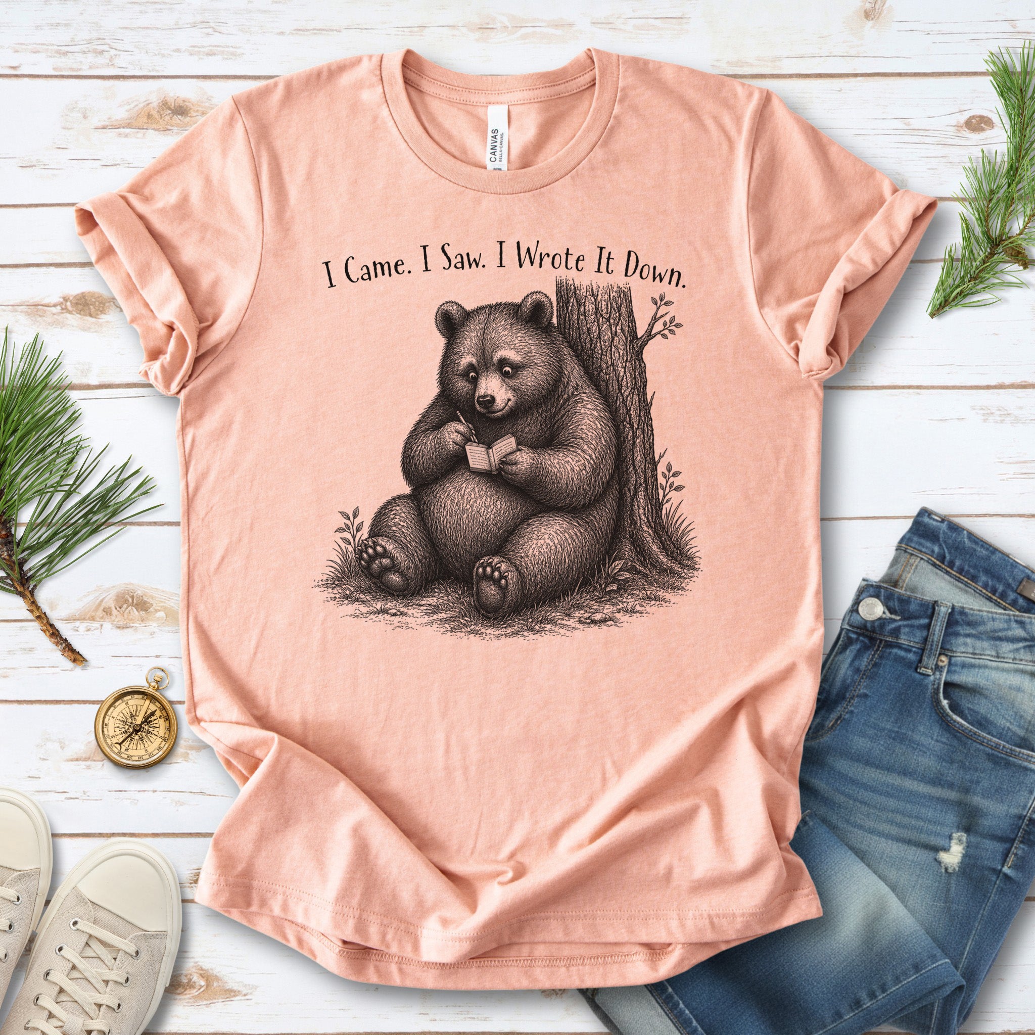 I Came I Saw I Wrote It Down Funny Bear Writer Gift T-Shirt