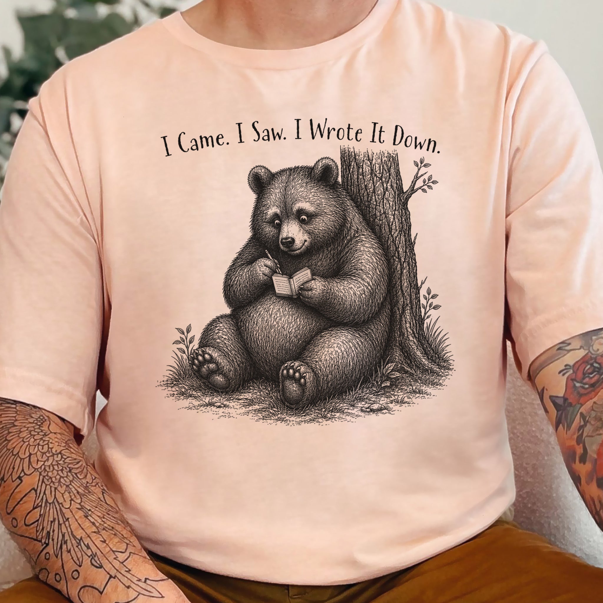 I Came I Saw I Wrote It Down Funny Bear Writer Gift T-Shirt
